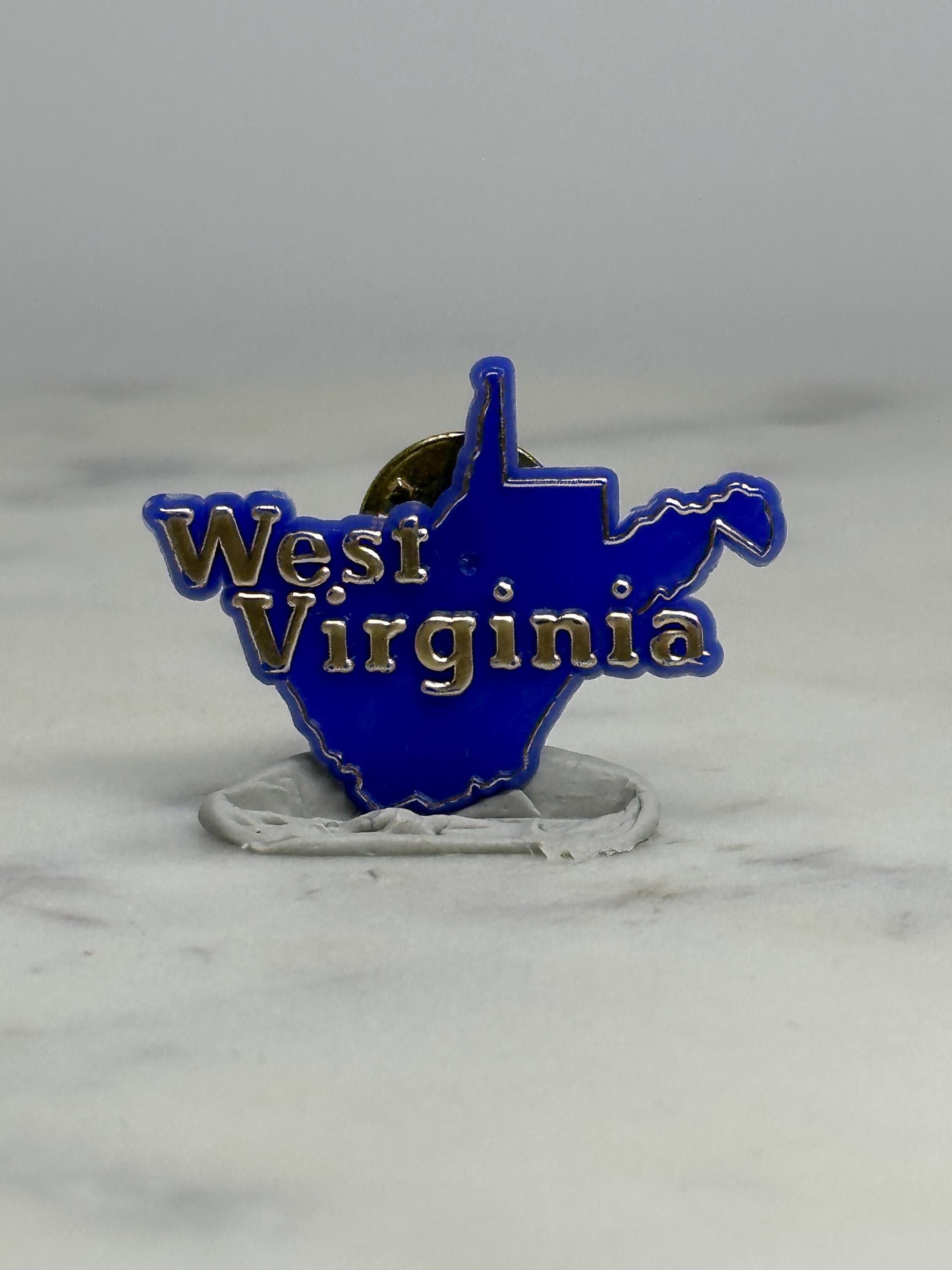 West Virginia State Pin: Blue Enamel Finish - Travel Souvenir Accessory