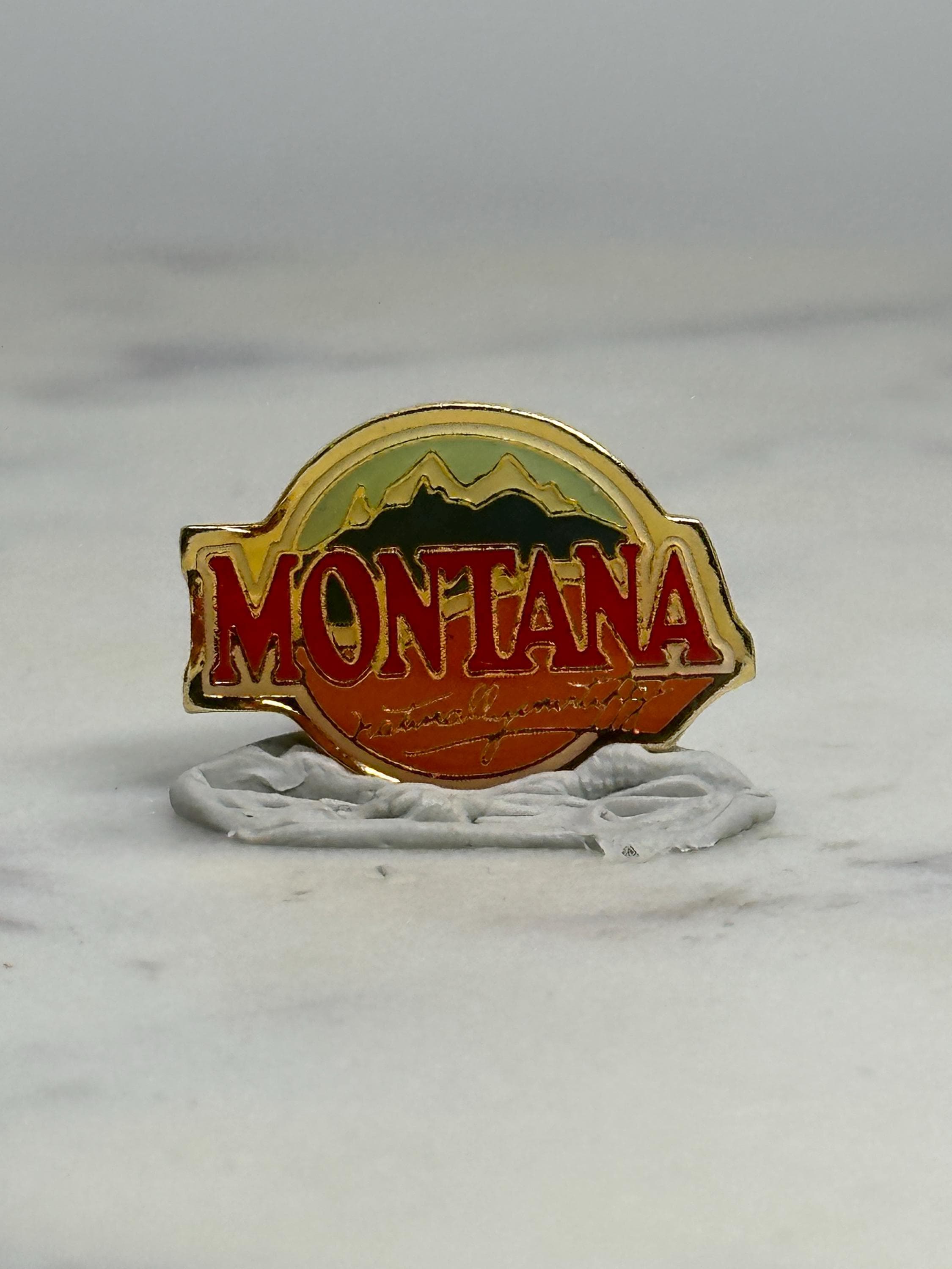 Montana Souvenir Pin: Gold & Red Enamel - Vintage Travel Accessory
