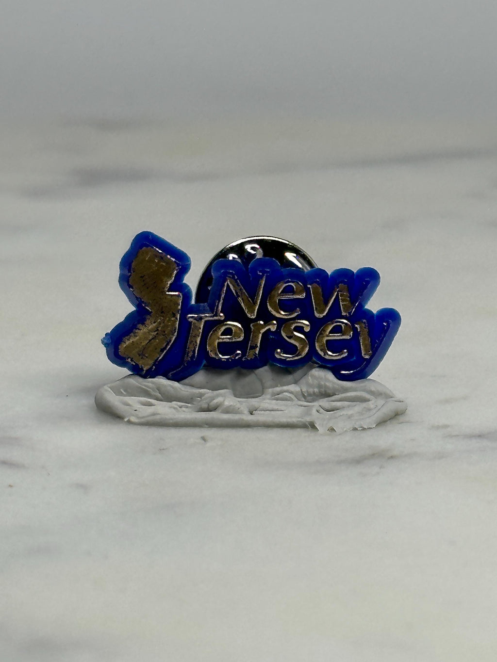 New Jersey State Lapel Pin: Blue & Gold Enamel - Souvenir Accessory