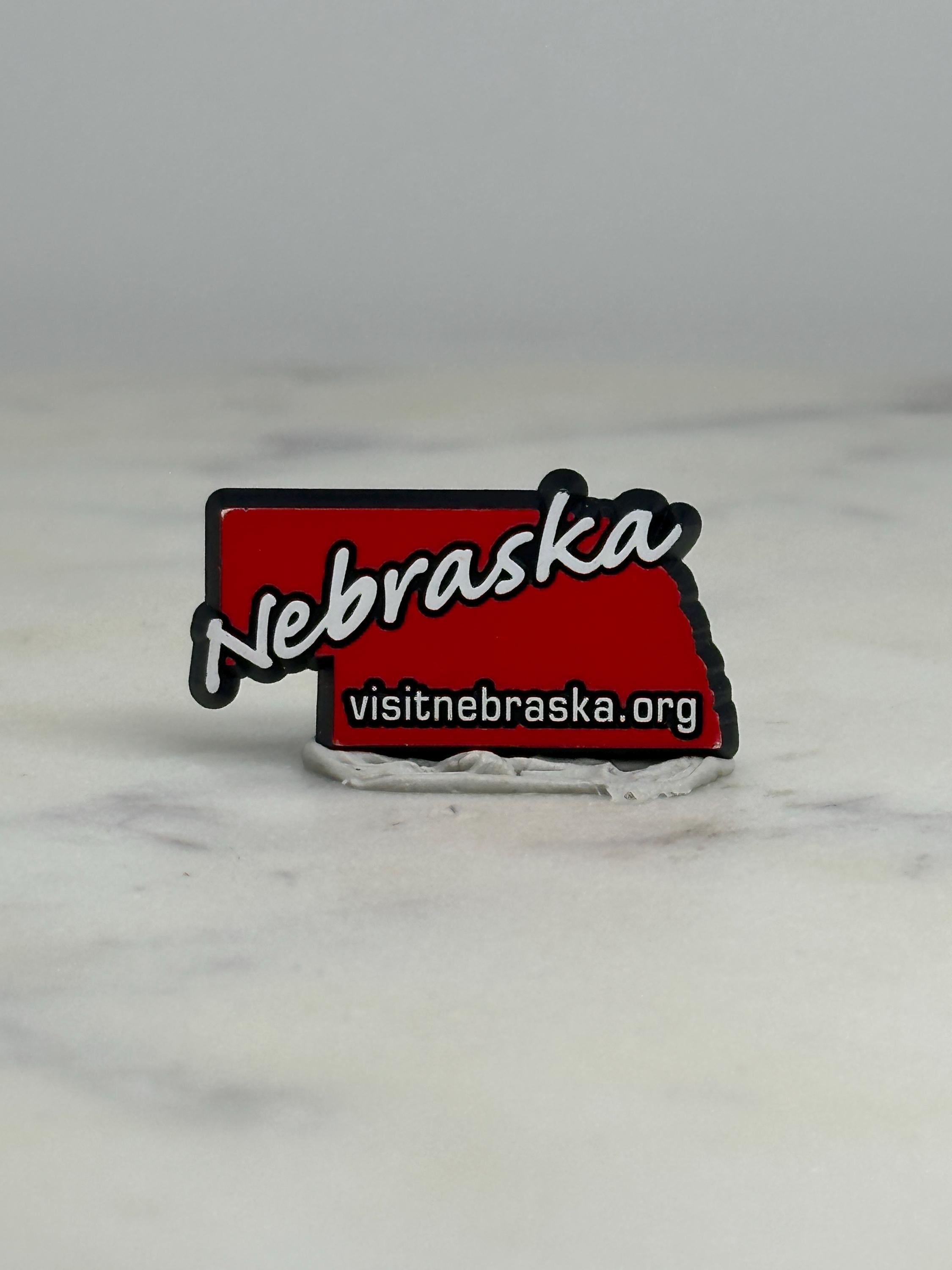 Nebraska State Souvenir Pin: Red Enamel - Travel Tourism Accessory