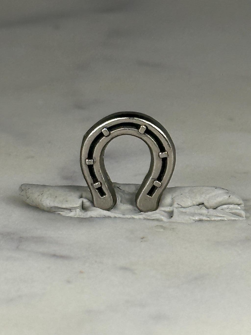 Horseshoe Lapel Pin: Silver Tone Metal - Western Rodeo Accessory