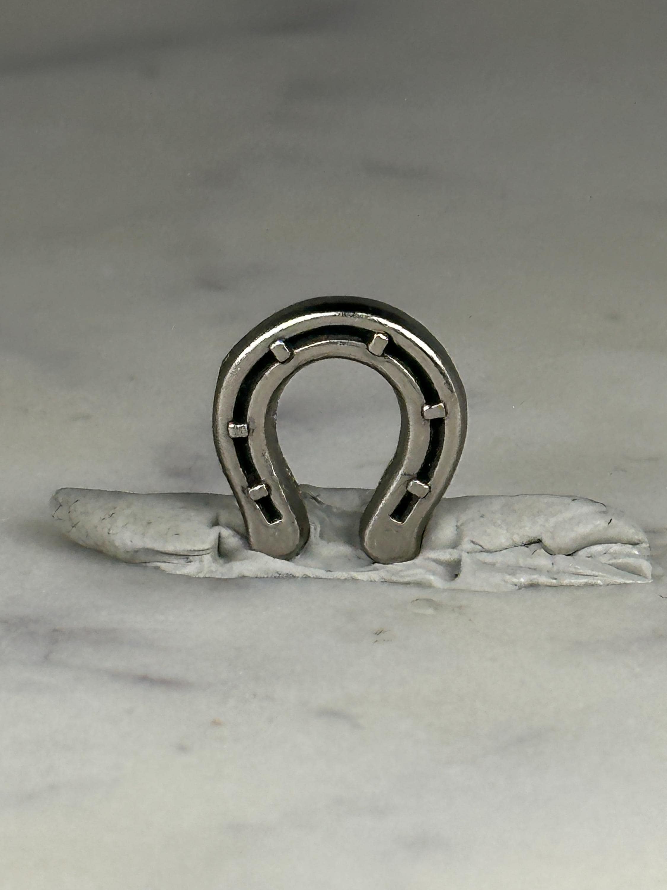 Horseshoe Lapel Pin: Silver Tone Metal - Western Rodeo Accessory