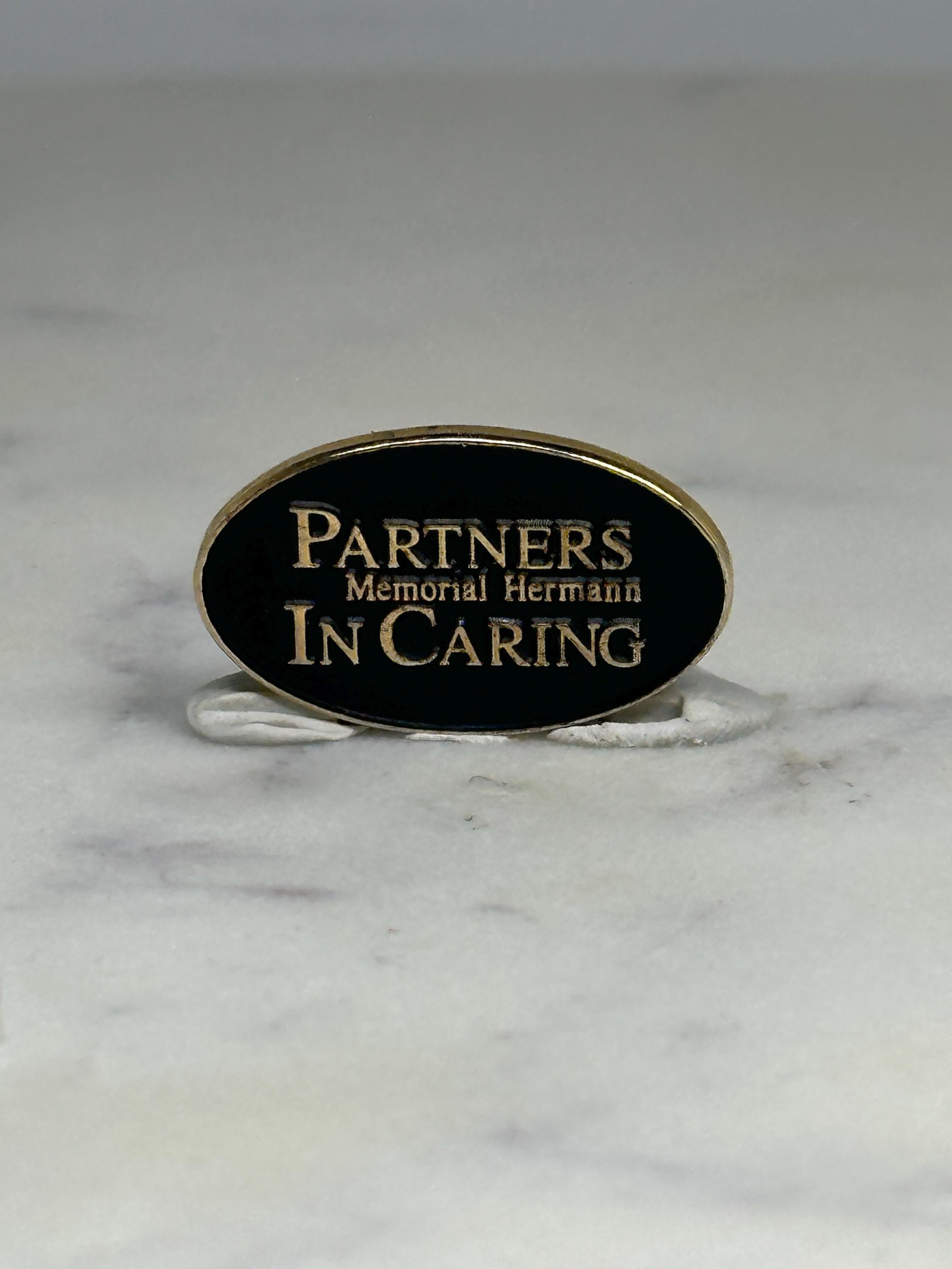 Memorial Hermann Partners in Caring Pin: Black Gold Oval - Healthcare Tribute Accessory