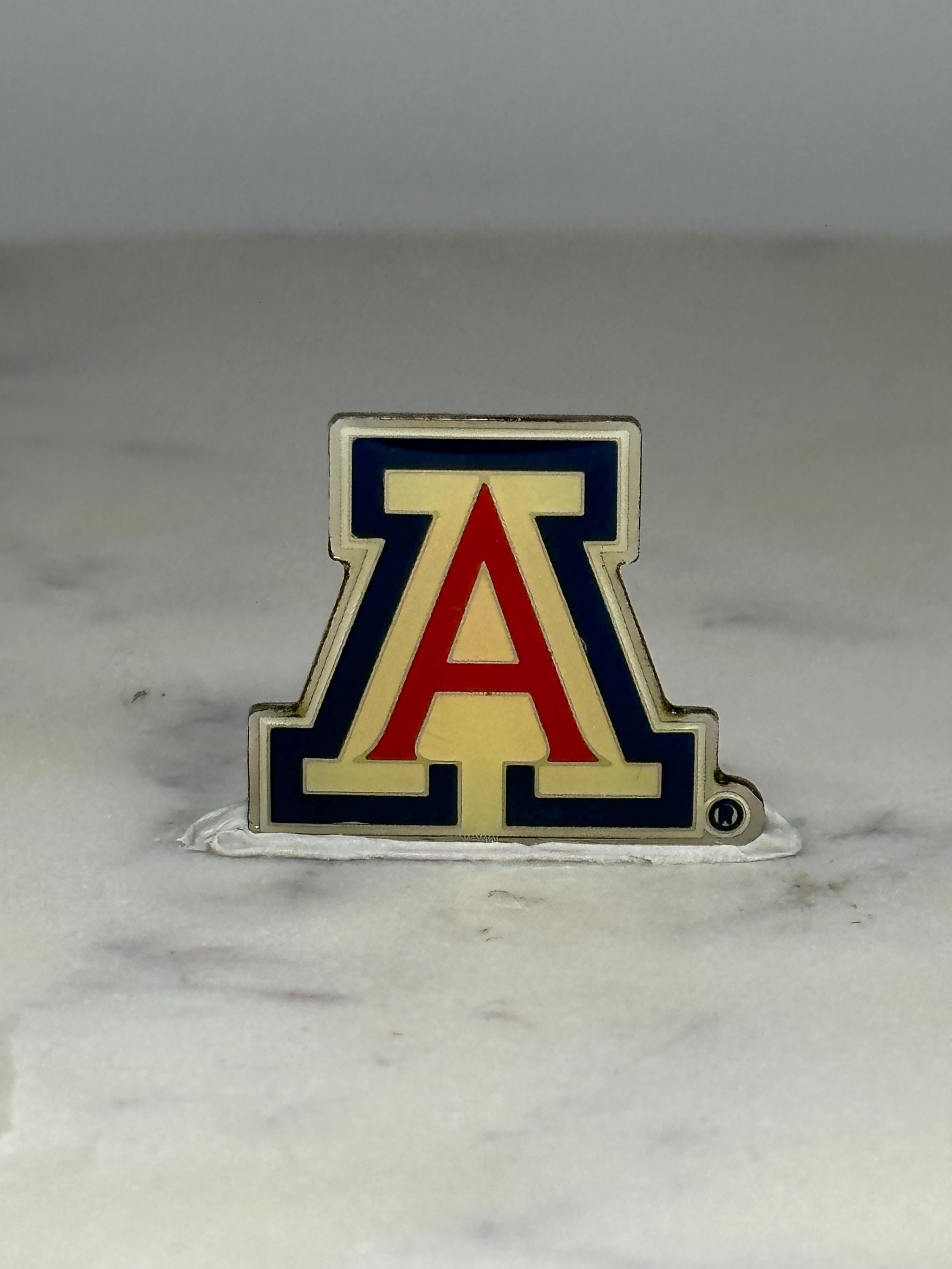 University of Arizona Lapel Pin: Red Blue Enamel - Vintage College Accessory
