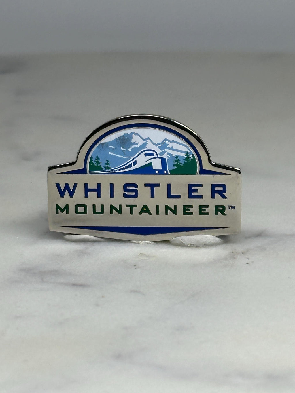 Whistler Mountaineer Train Pin: Silver Enamel - Travel Collectible Accessory