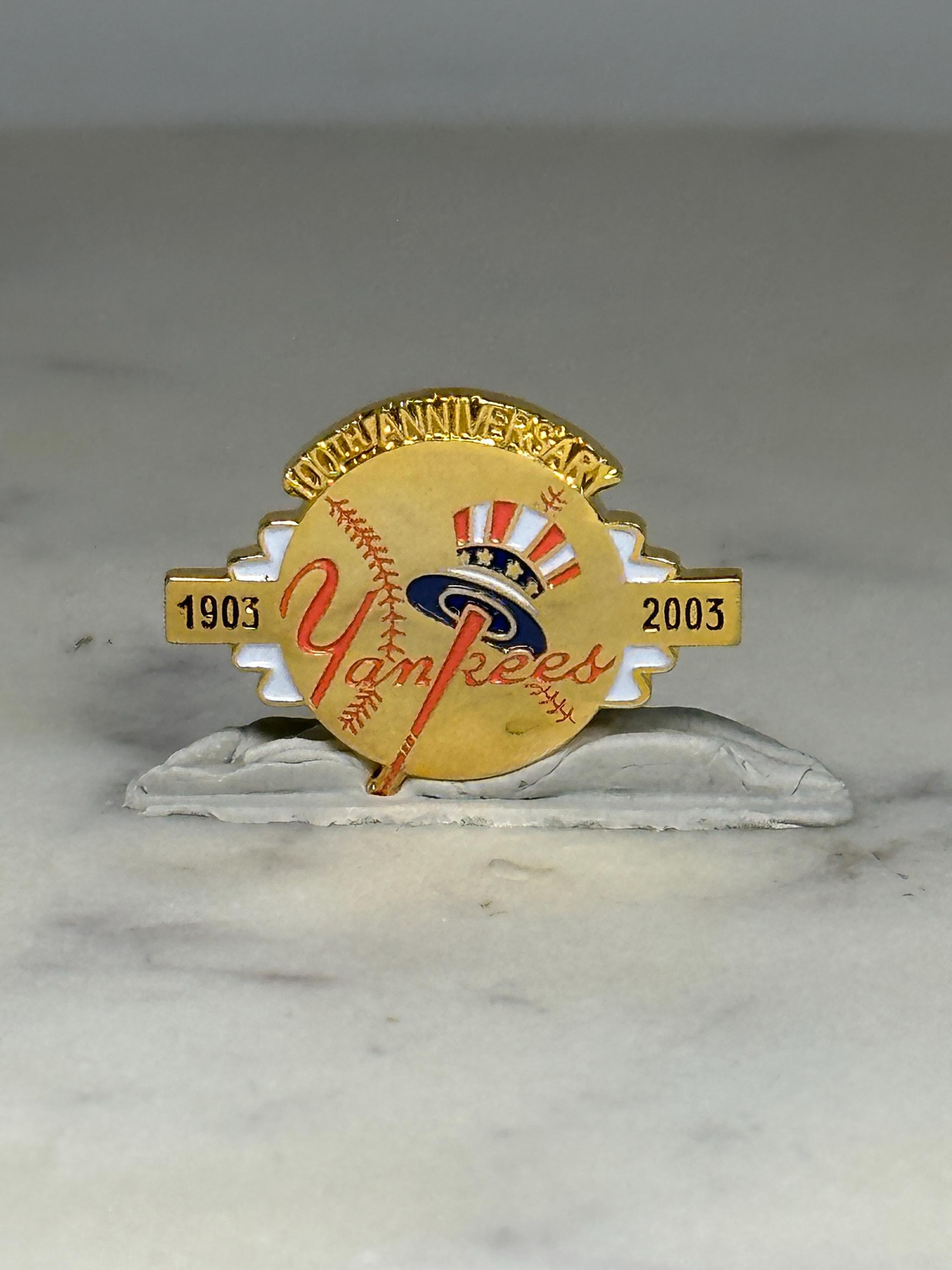 Yankees Baseball Pin: Gold Enamel Finish - 100th Anniversary Accessory