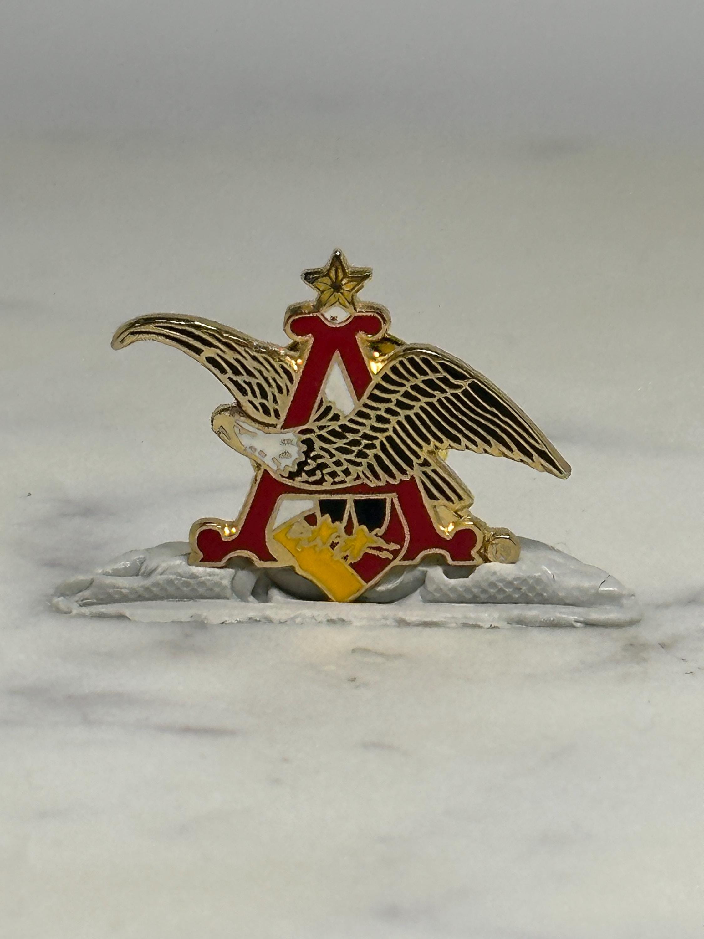Anheuser-Busch Eagle Pin: Gold Red Enamel - Vintage Beer Accessory