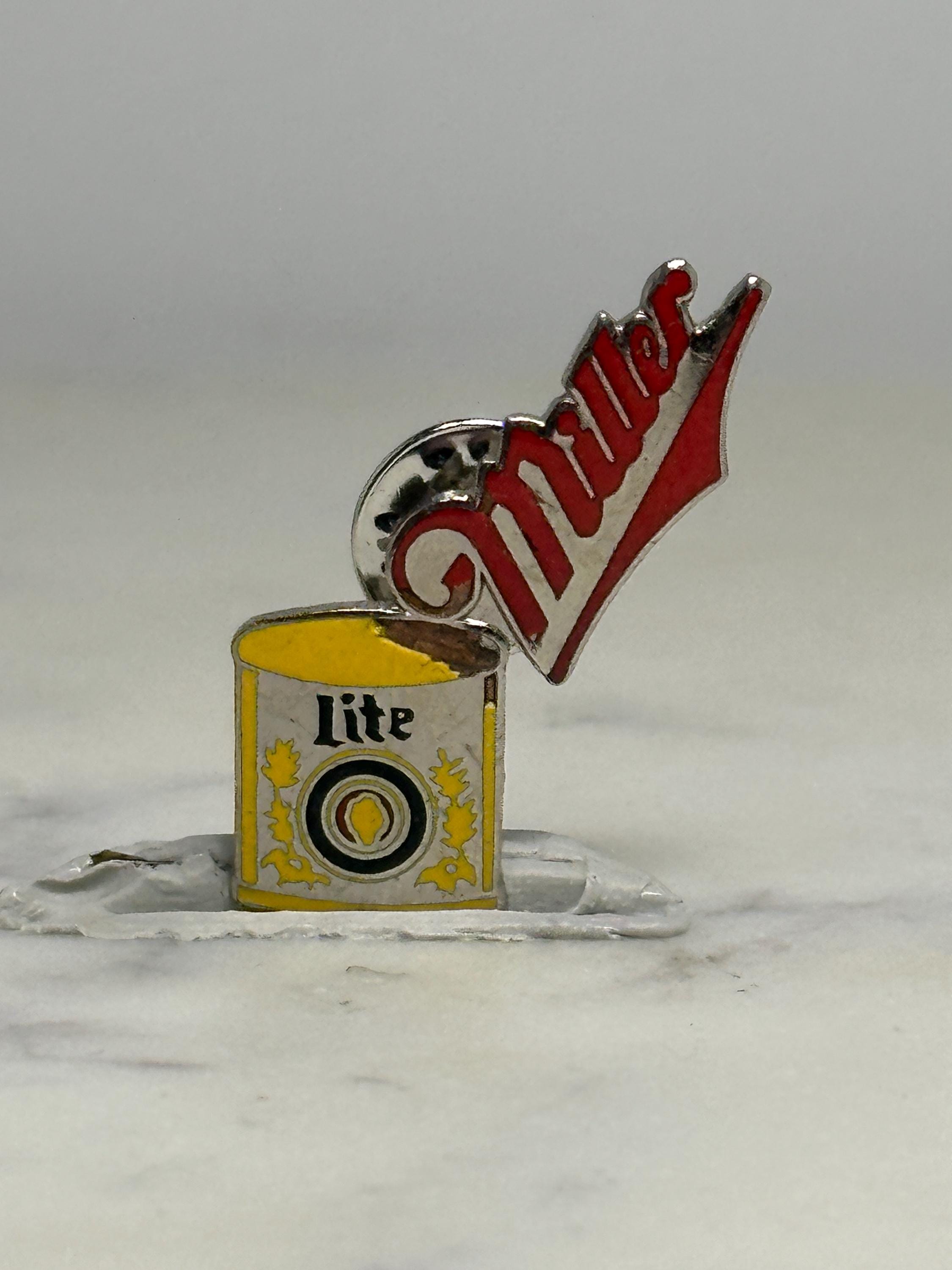 Miller Lite Beer Can Pin: Red & Yellow Enamel - Vintage Collectible Accessory