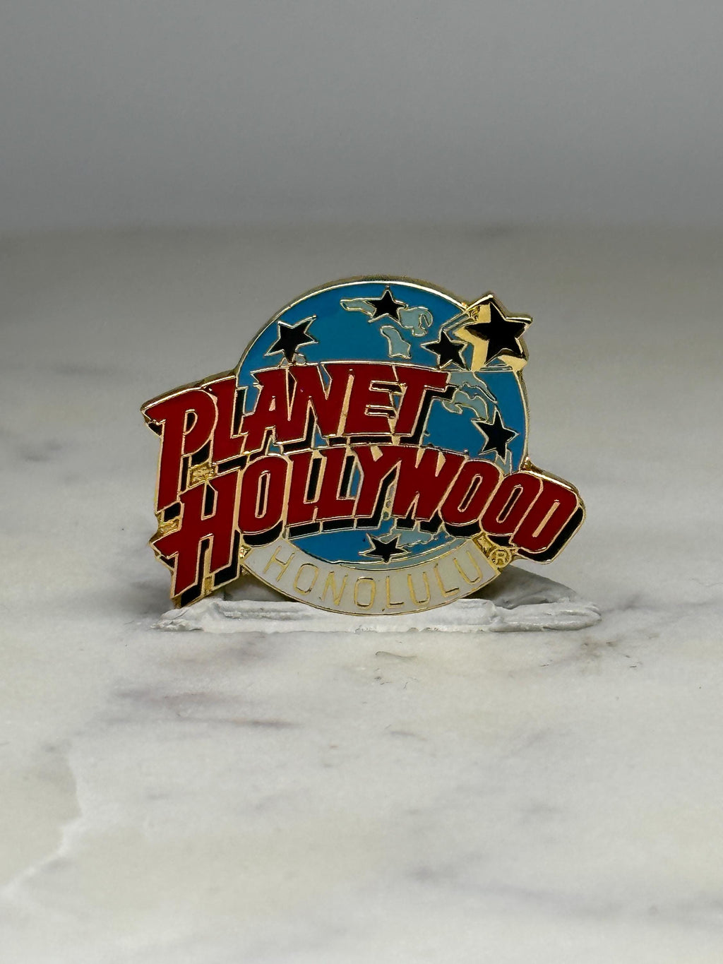 Planet Hollywood Lapel Pin: Red Gold Enamel - 90s Honolulu Accessory