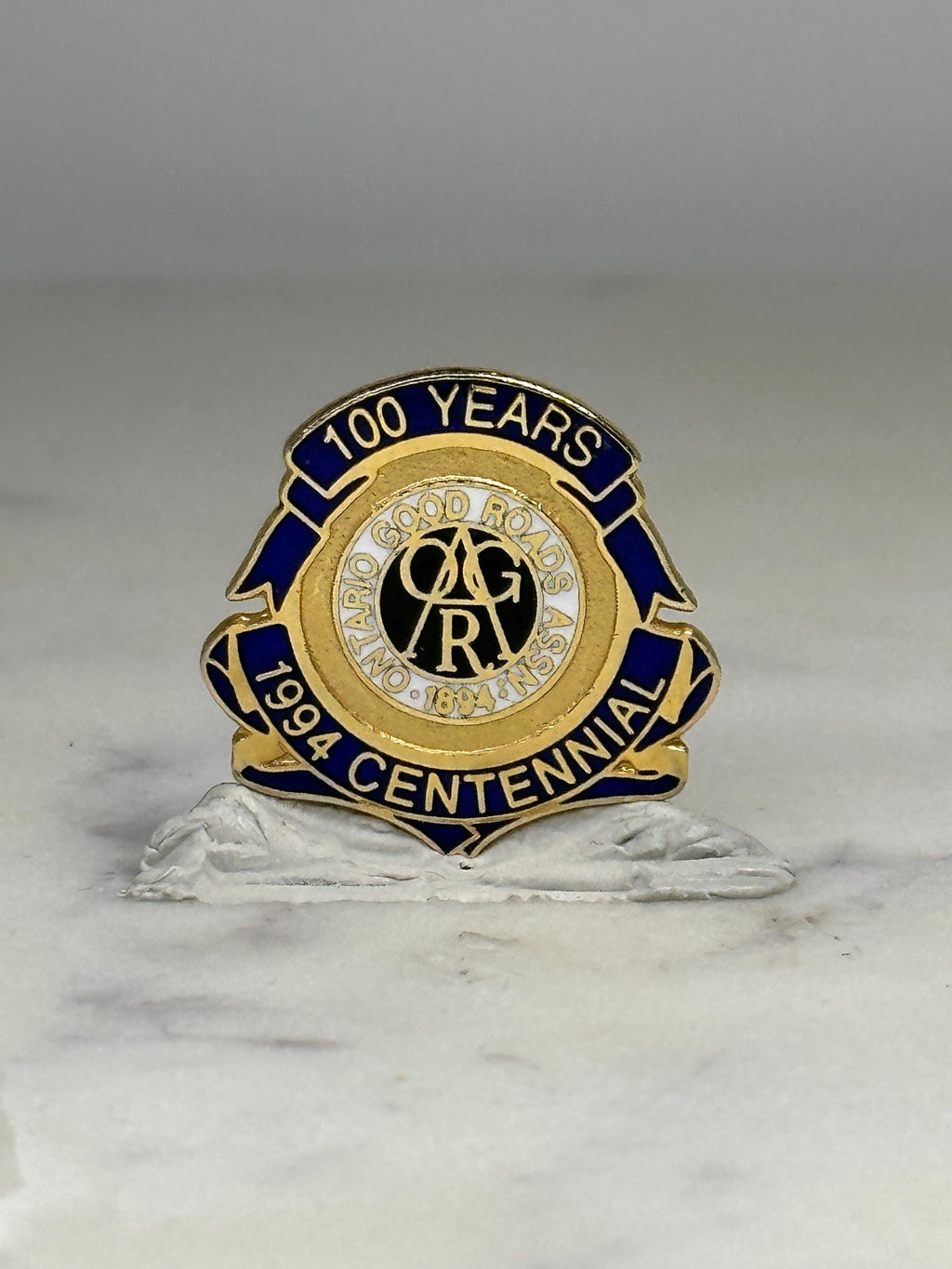 Ontario Good Roads Pin: Gold & Blue Enamel - 1994 Centennial Accessory