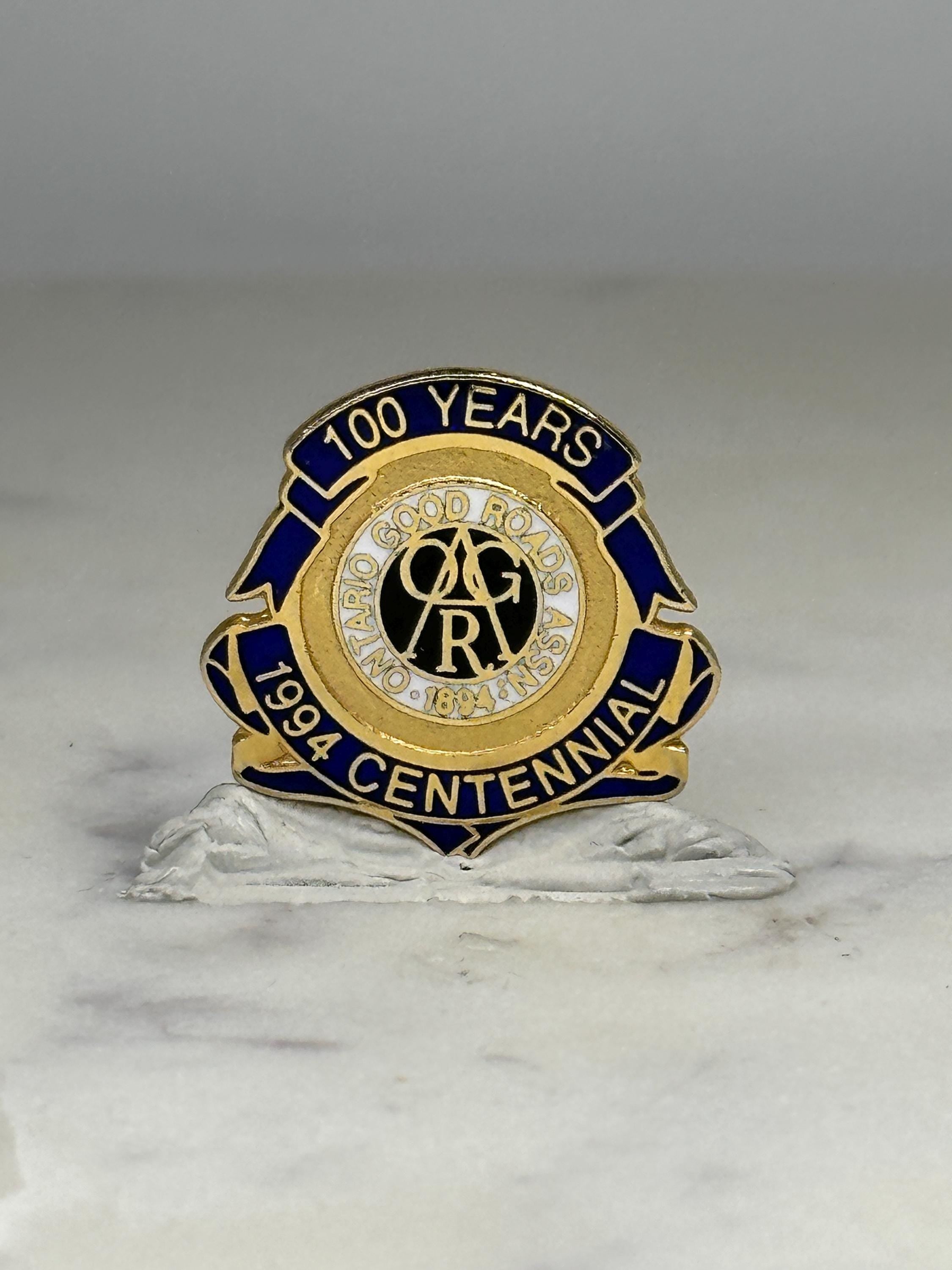 Ontario Good Roads Pin: Gold & Blue Enamel - 1994 Centennial Accessory