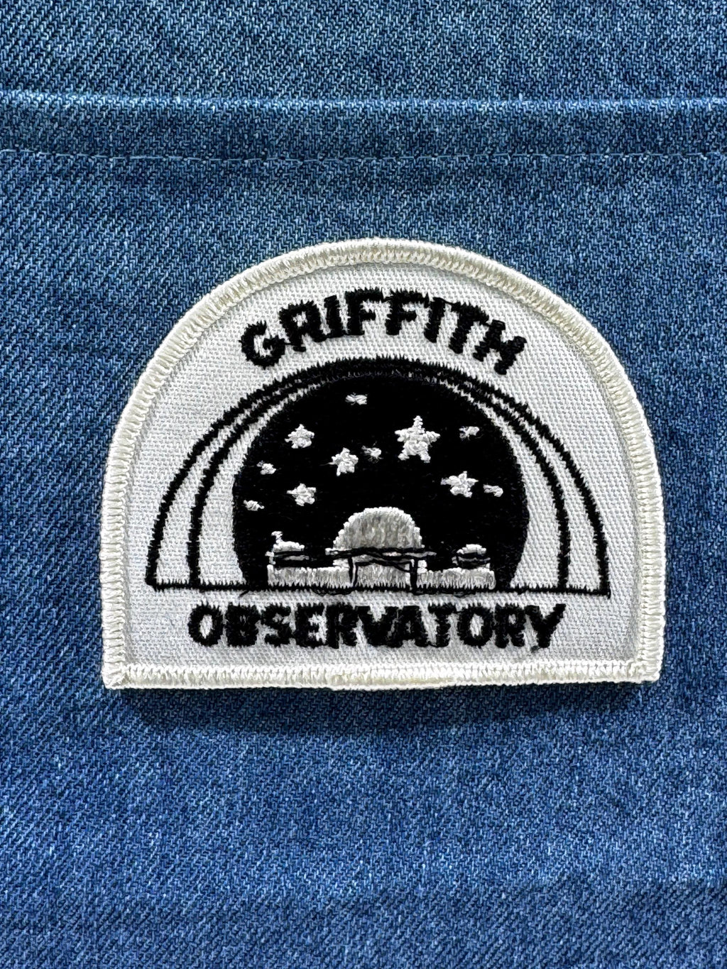 Griffith Observatory Collectable Patch: Iron-On Black & White - Space Theme Accessory