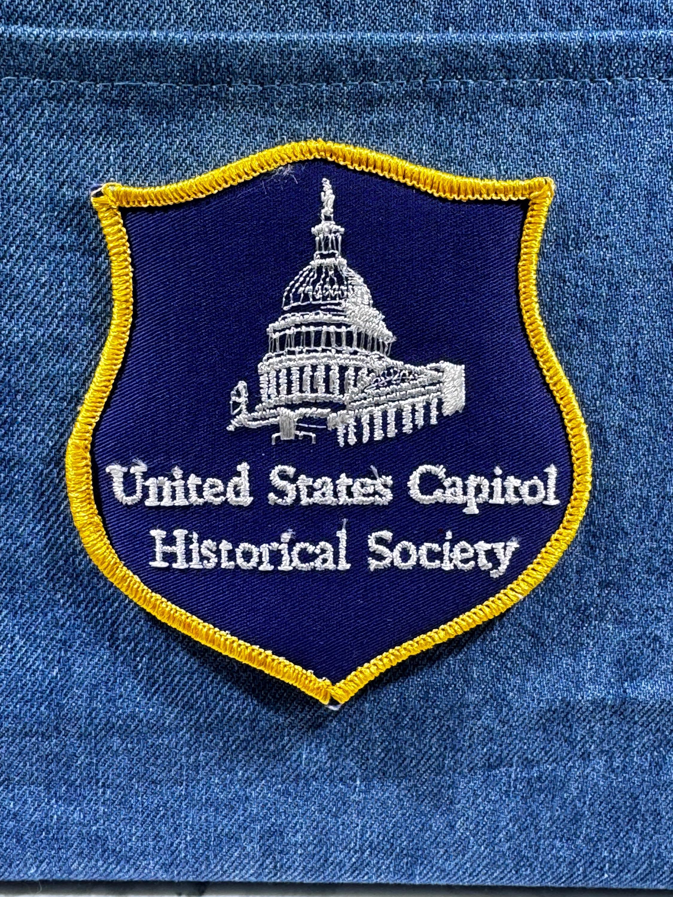 US Capitol Historical Society Patch: Iron-On Navy/Gold Shield - Vintage Historical Accessory
