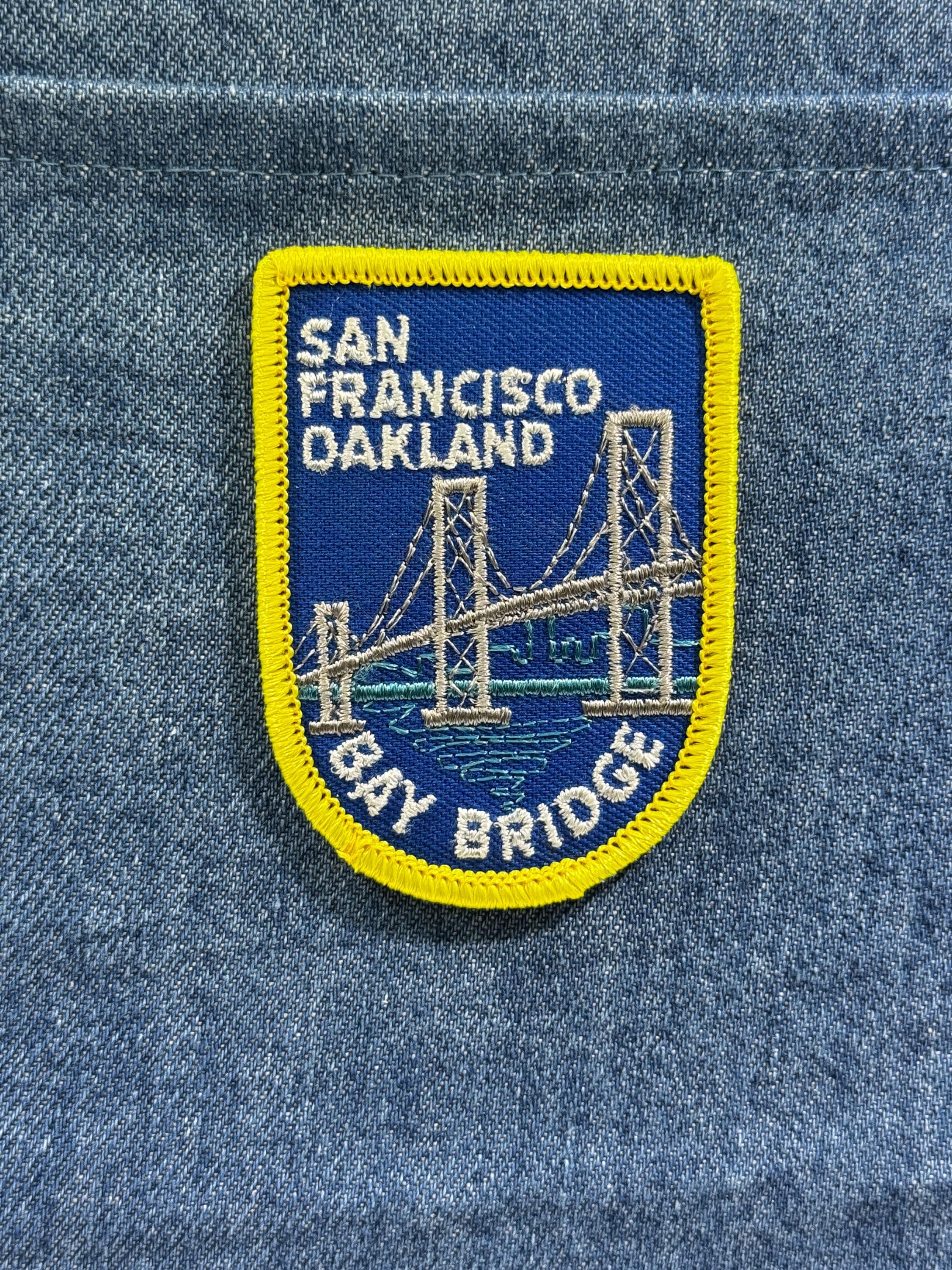 Bay Bridge Patch: Iron-On Blue/Yellow - Vintage Travel Accessory