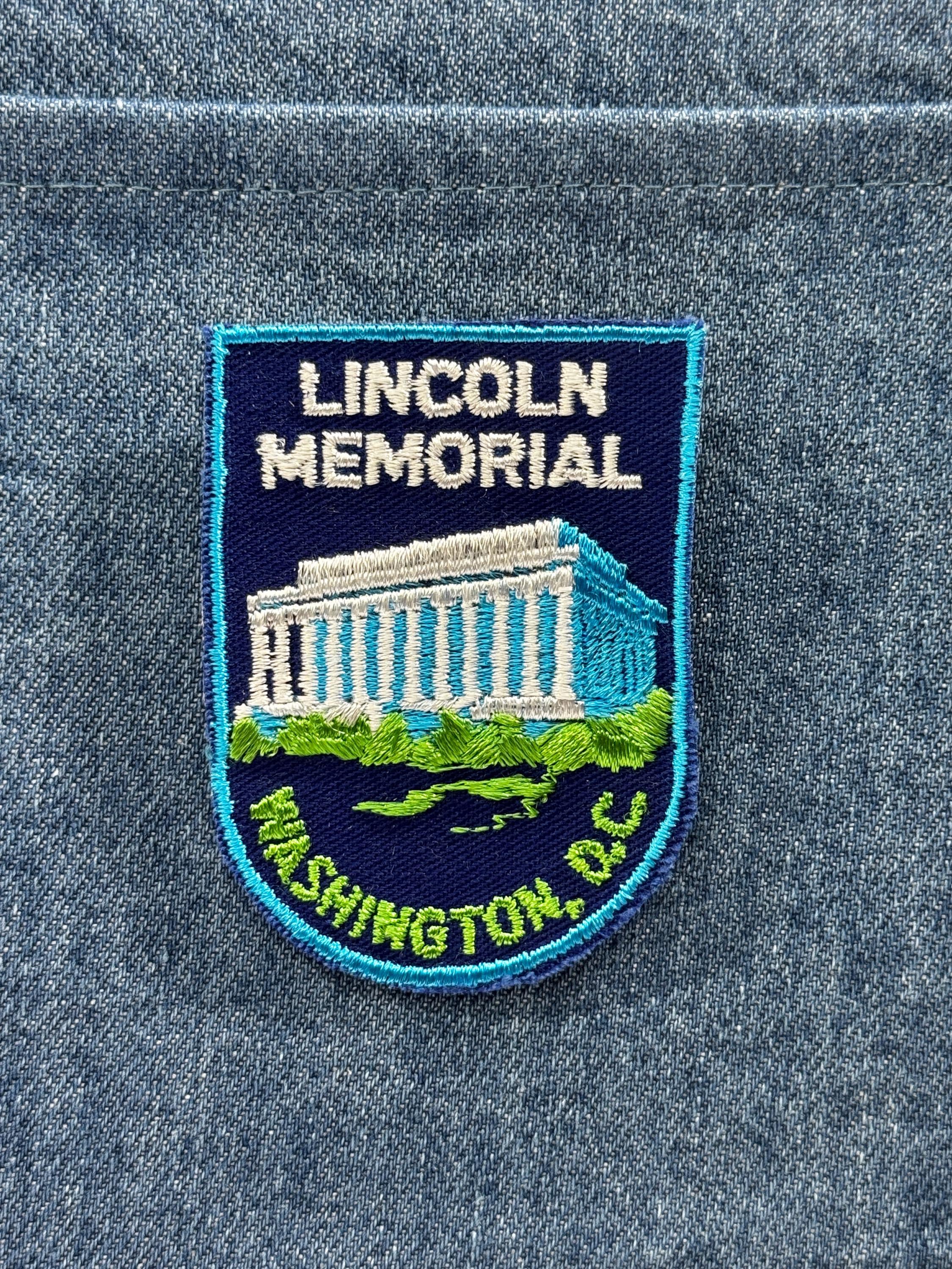 Lincoln Memorial Collectable Patch: Sew-On Blue Green - Travel Souvenir Accessory