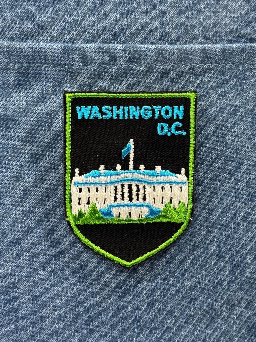 Washington D.C. Collectable Patch: Sew-On Black/Green - Travel Souvenir Accessory