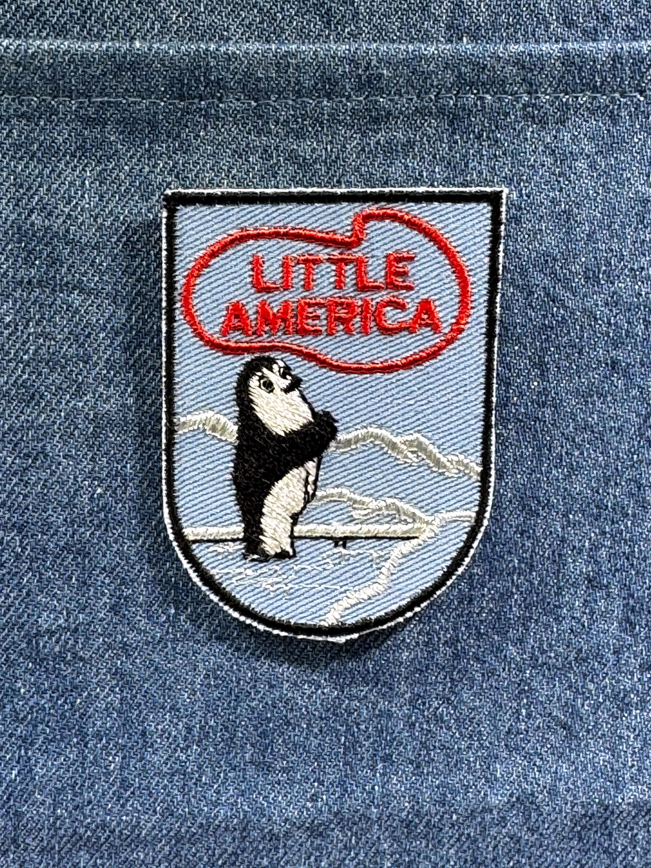 Little America Collectable Patch: Sew-On Blue/Red Penguin - Travel Souvenir Accessory