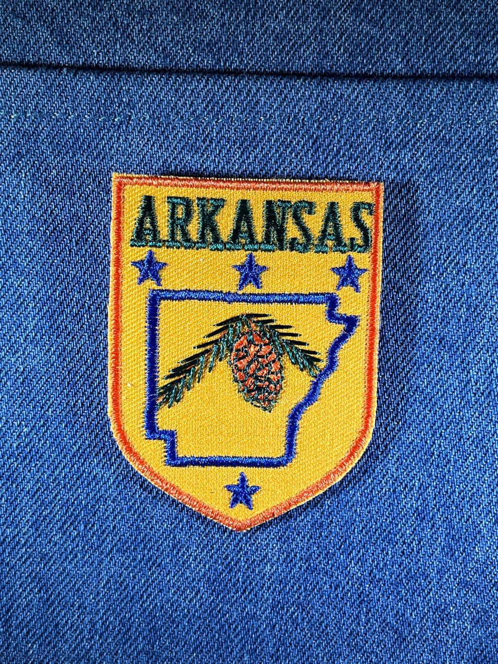 Arkansas Collectable Patch: Iron-On Yellow-Blue Shield - State Souvenir