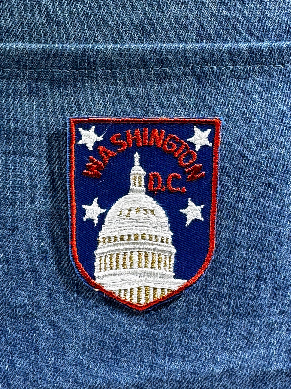 Washington D.C. Collectable Patch: Sew-On Unknown Blue Shield - Patriotic Accessory