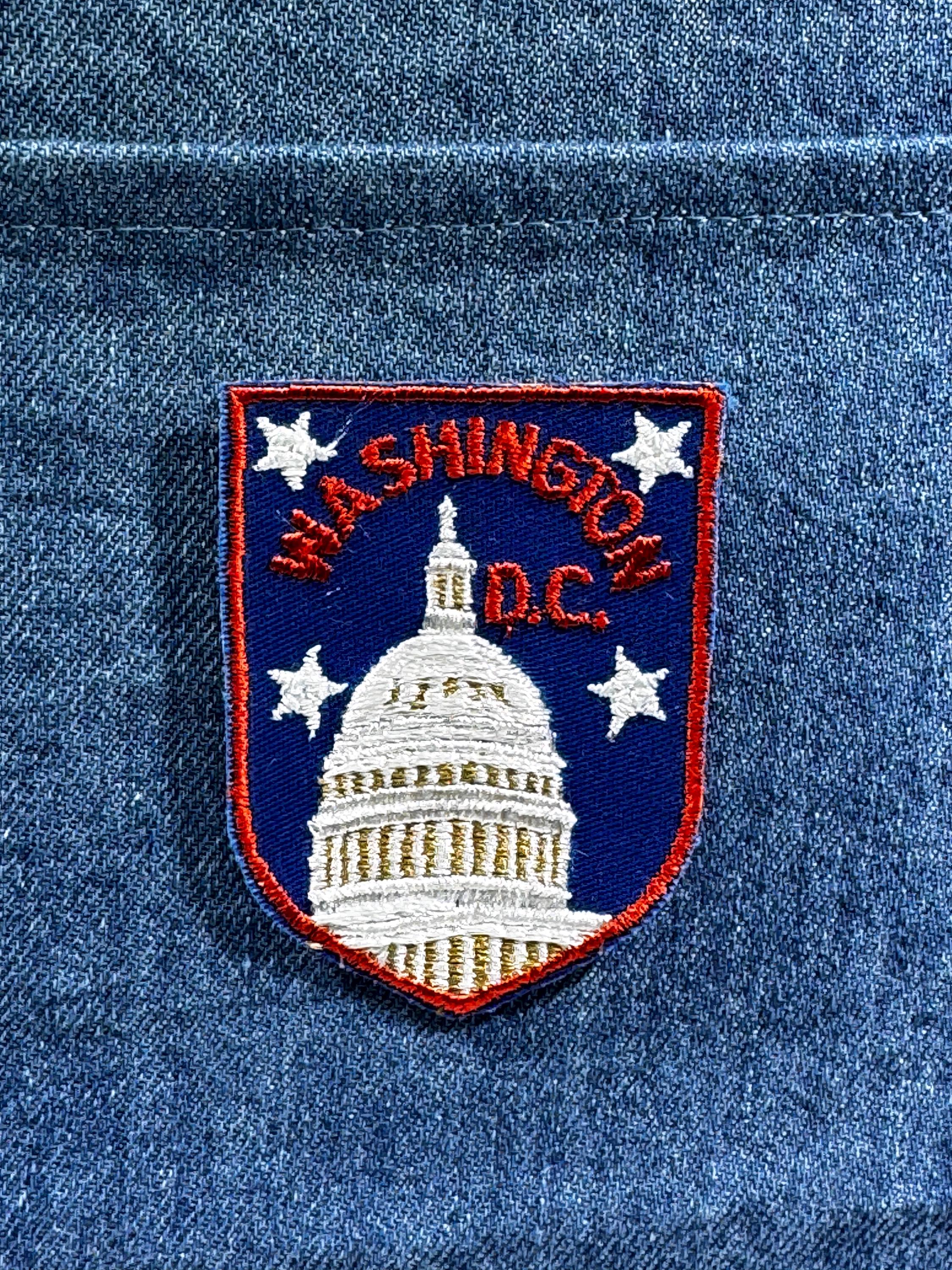 Washington D.C. Collectable Patch: Sew-On Unknown Blue Shield - Patriotic Accessory