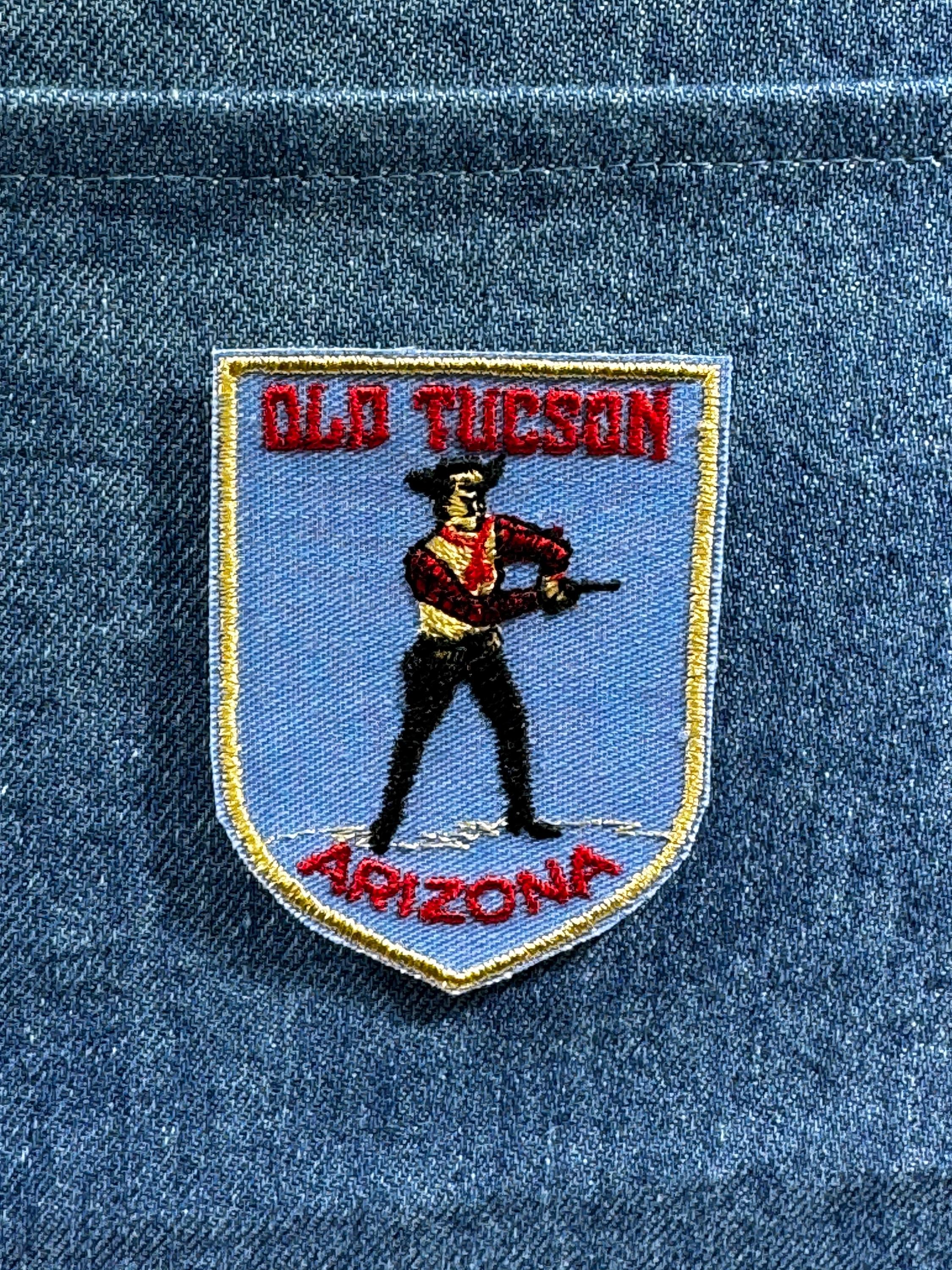 Old Tucson Collectable Patch: Sew-On Blue Shield - Western Theme Accessory