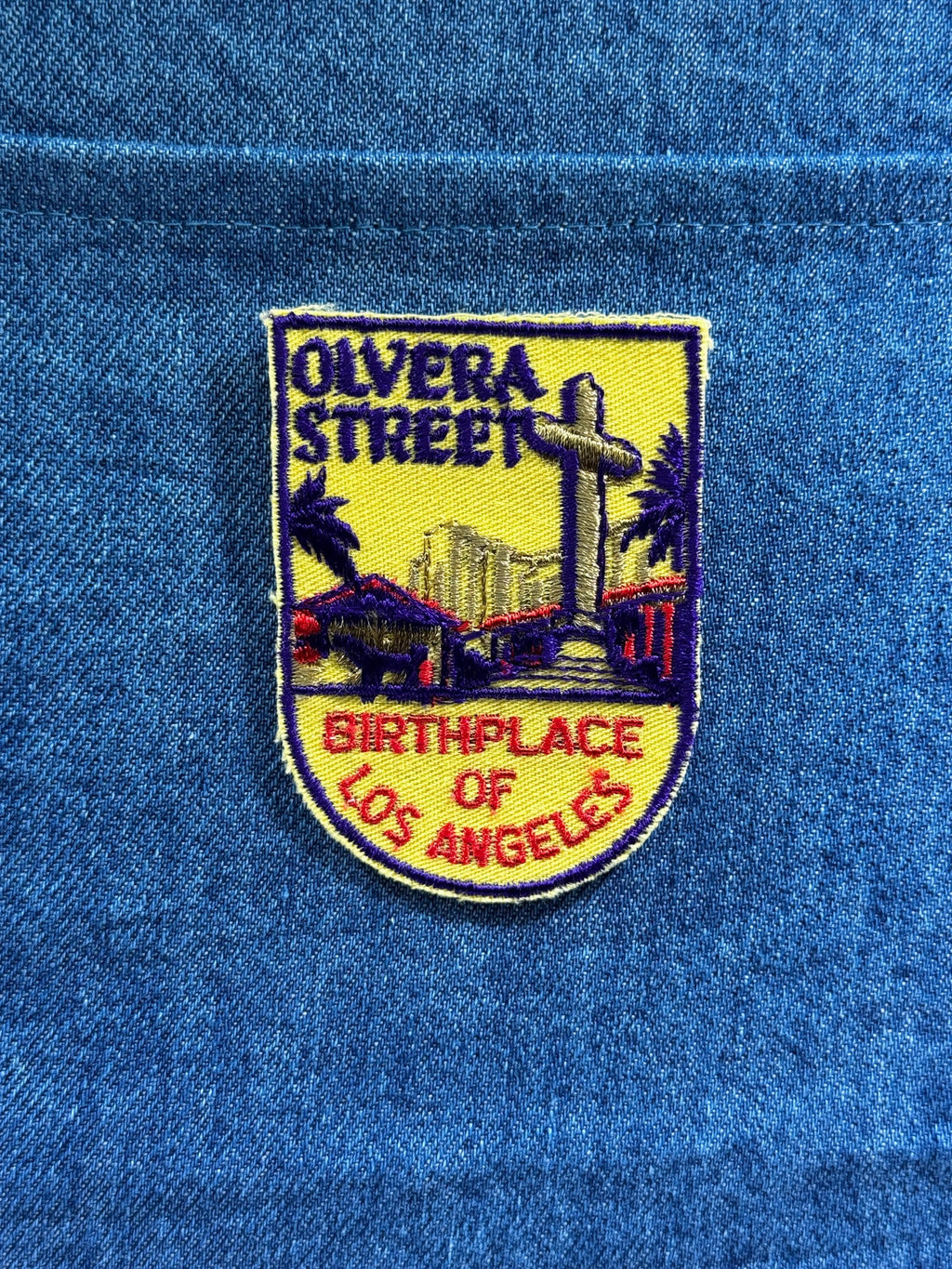 Olvera Street Collectable Patch: Sew-On Yellow-Purple Style - Vintage Travel Accessory