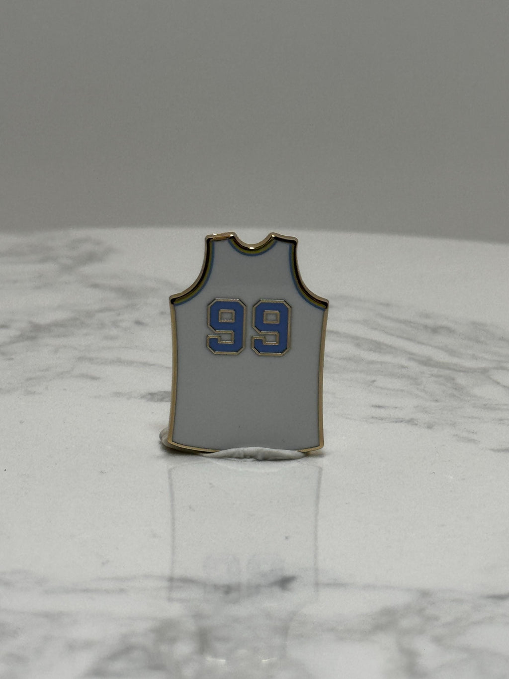 George Milkan Minneapolis Lakers Pin: White & Blue - Vintage NBA Accessory