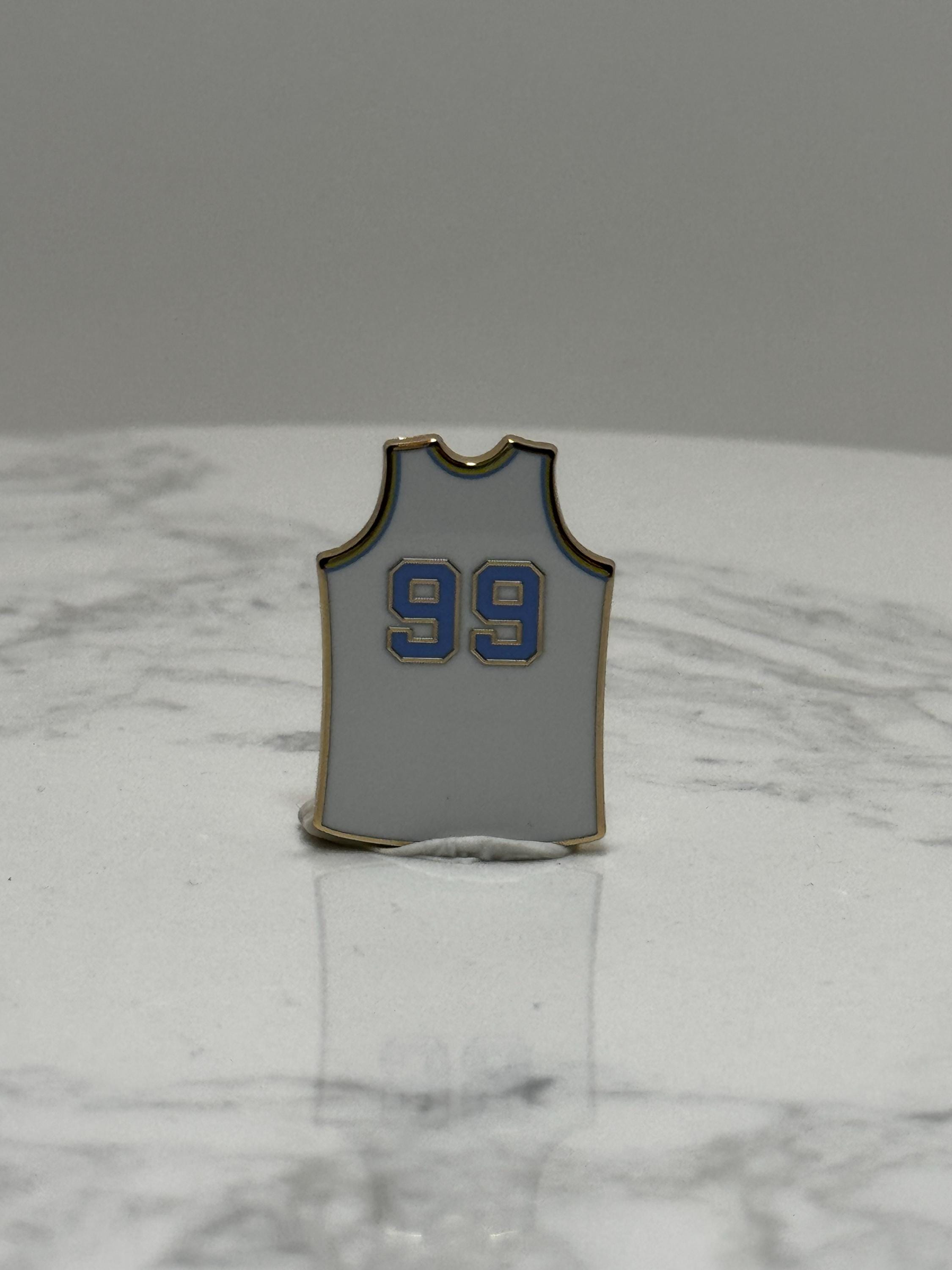 George Milkan Minneapolis Lakers Pin: White & Blue - Vintage NBA Accessory
