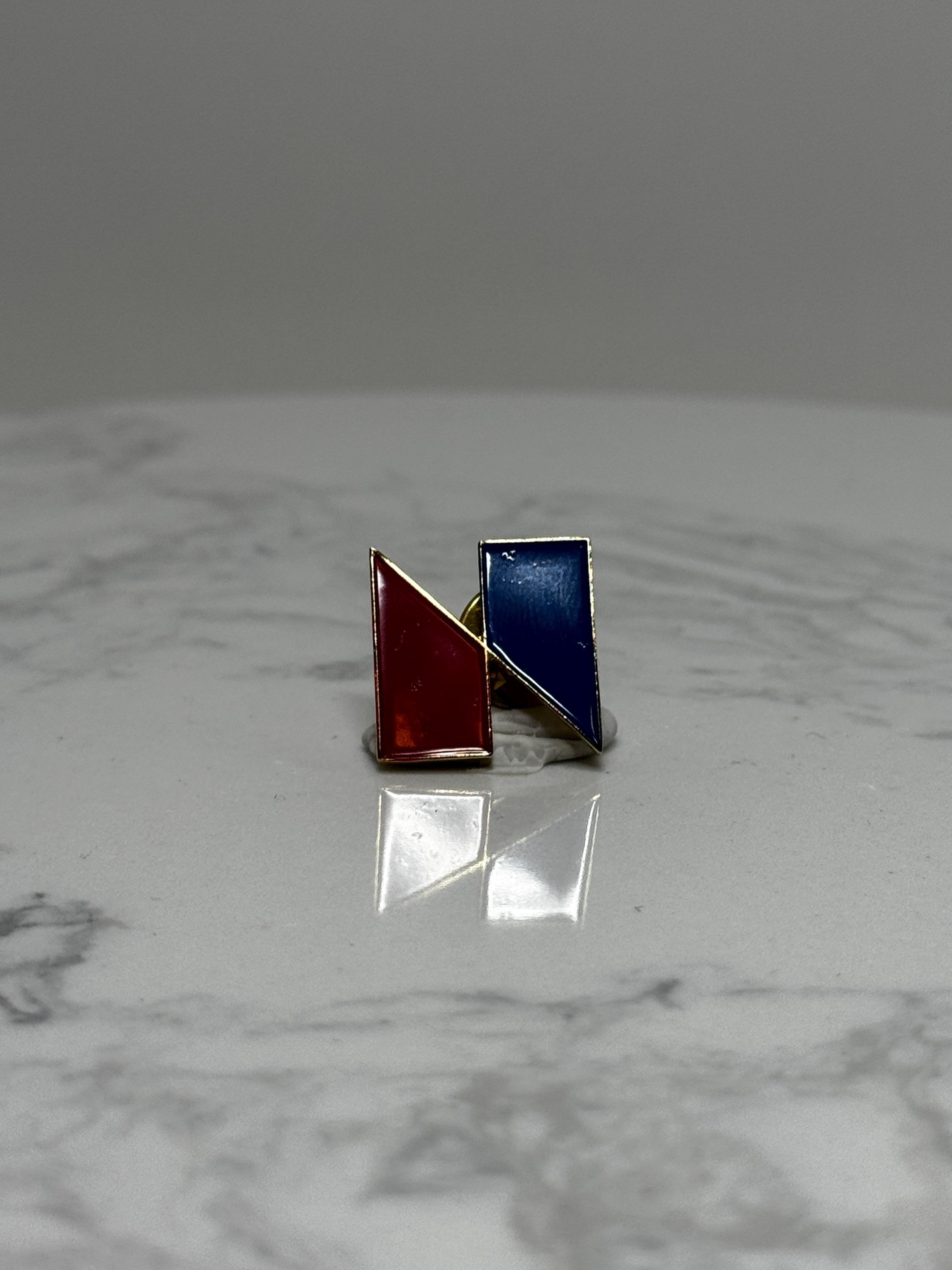 1975 NBC Logo Pin: Red & Blue Gold Tone - Retro Brodcast Accessory