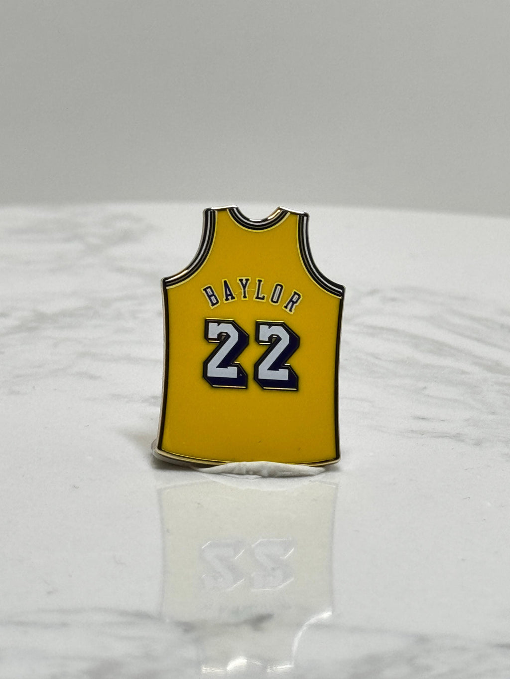 Elgin Baylor Jersey Pin: Yellow Enamel - Vintage NBA Accessory