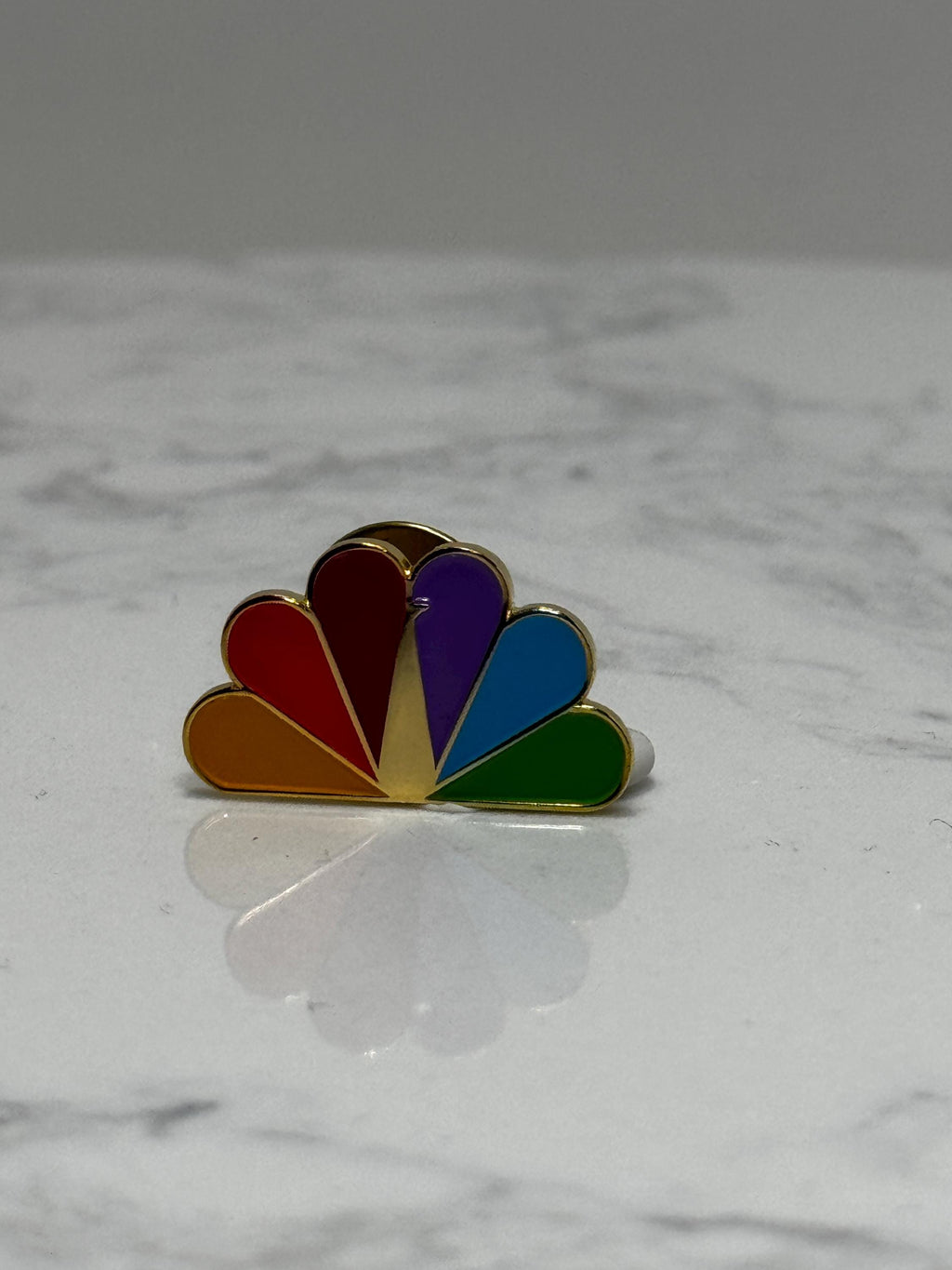 NBC Peacock Logo Pin: Rainbow Enamel - Retro TV Accessory