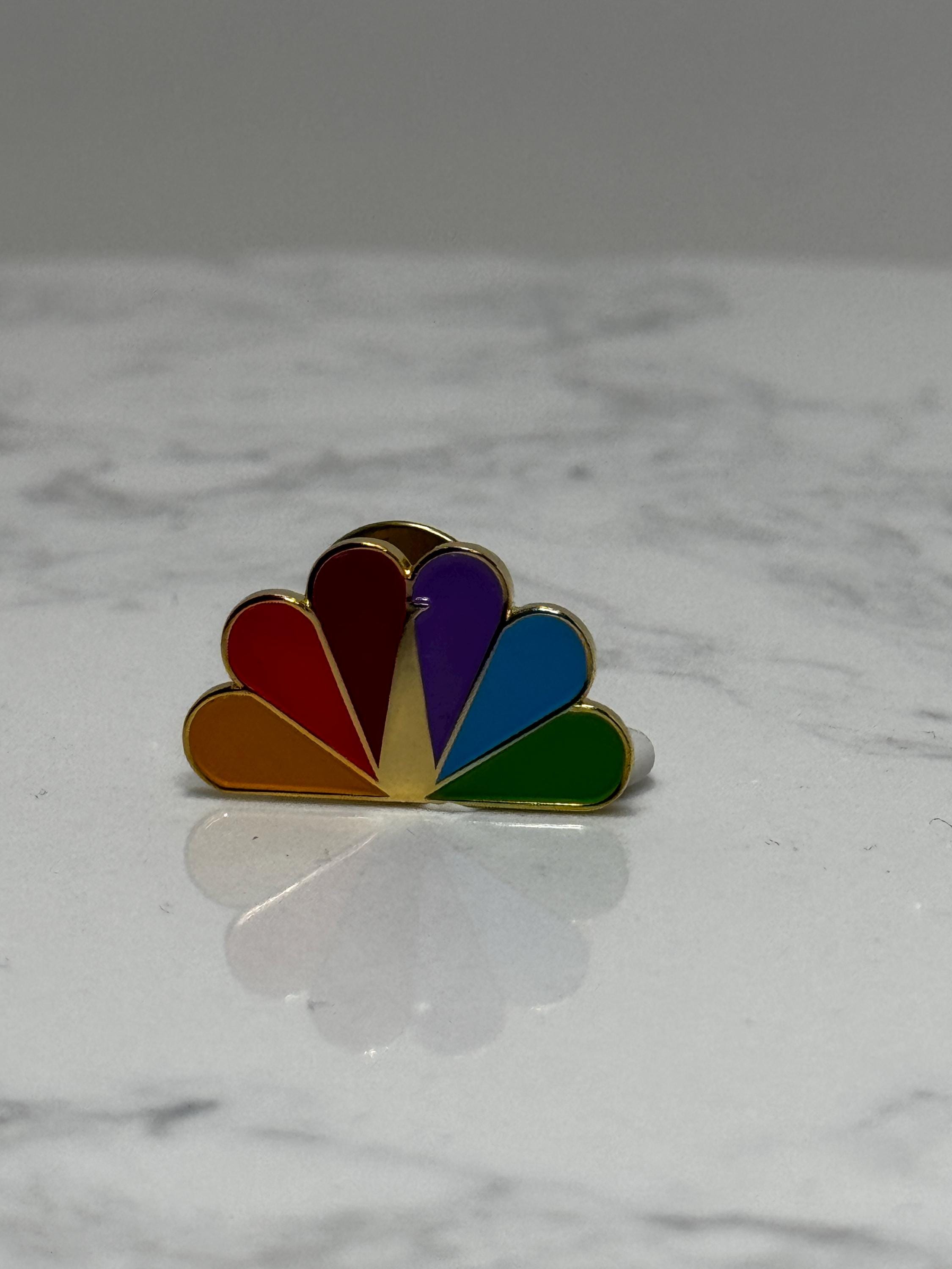 NBC Peacock Logo Pin: Rainbow Enamel - Retro TV Accessory