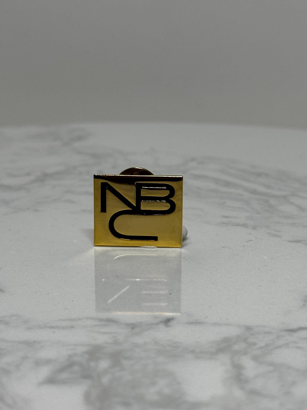 NBC Logo Pin: Gold Tone Square - Vintage TV Network Accessory