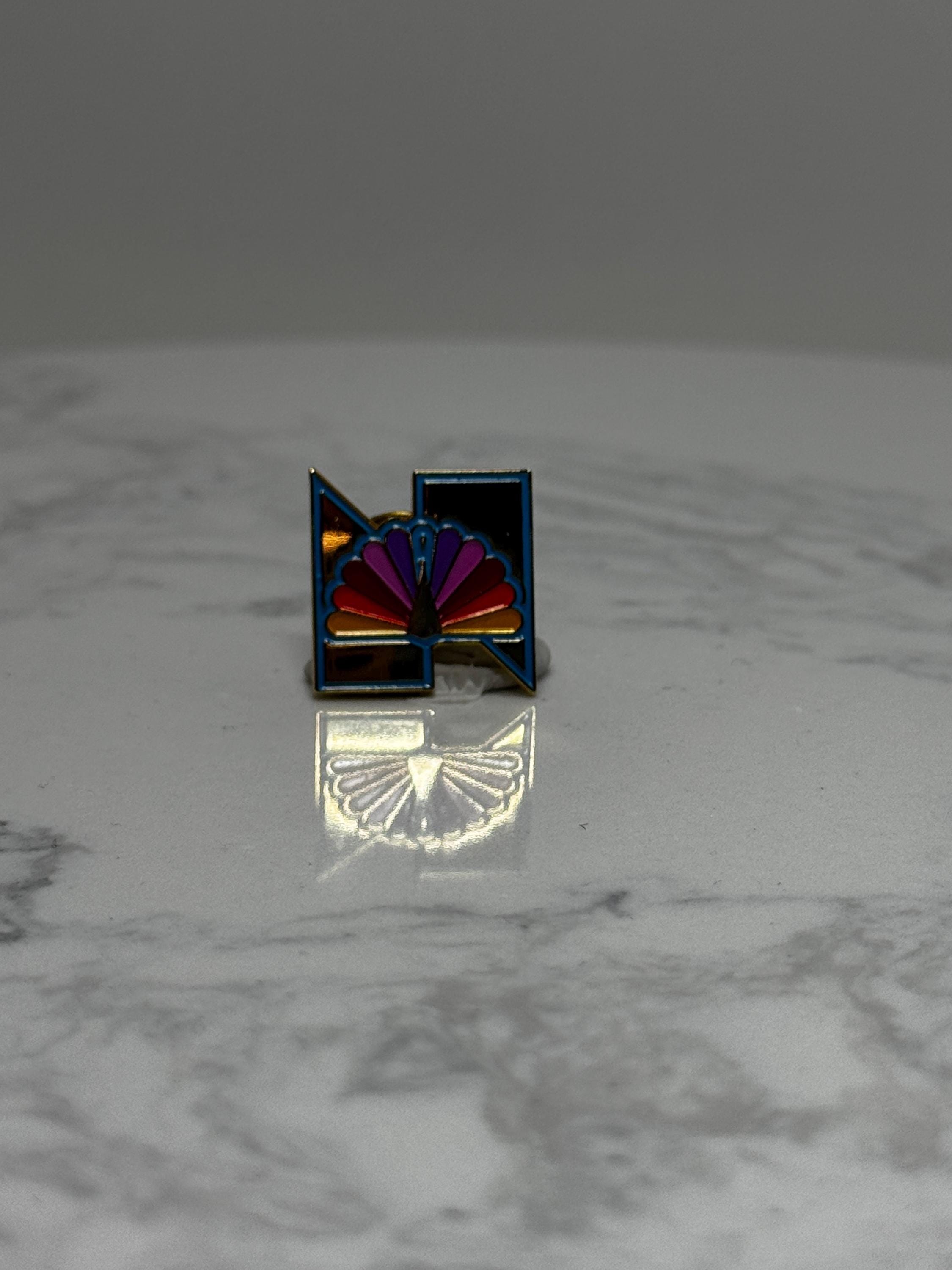 NBC N Shaped Pin: Multicolor Enamel - Vintage TV Accessory