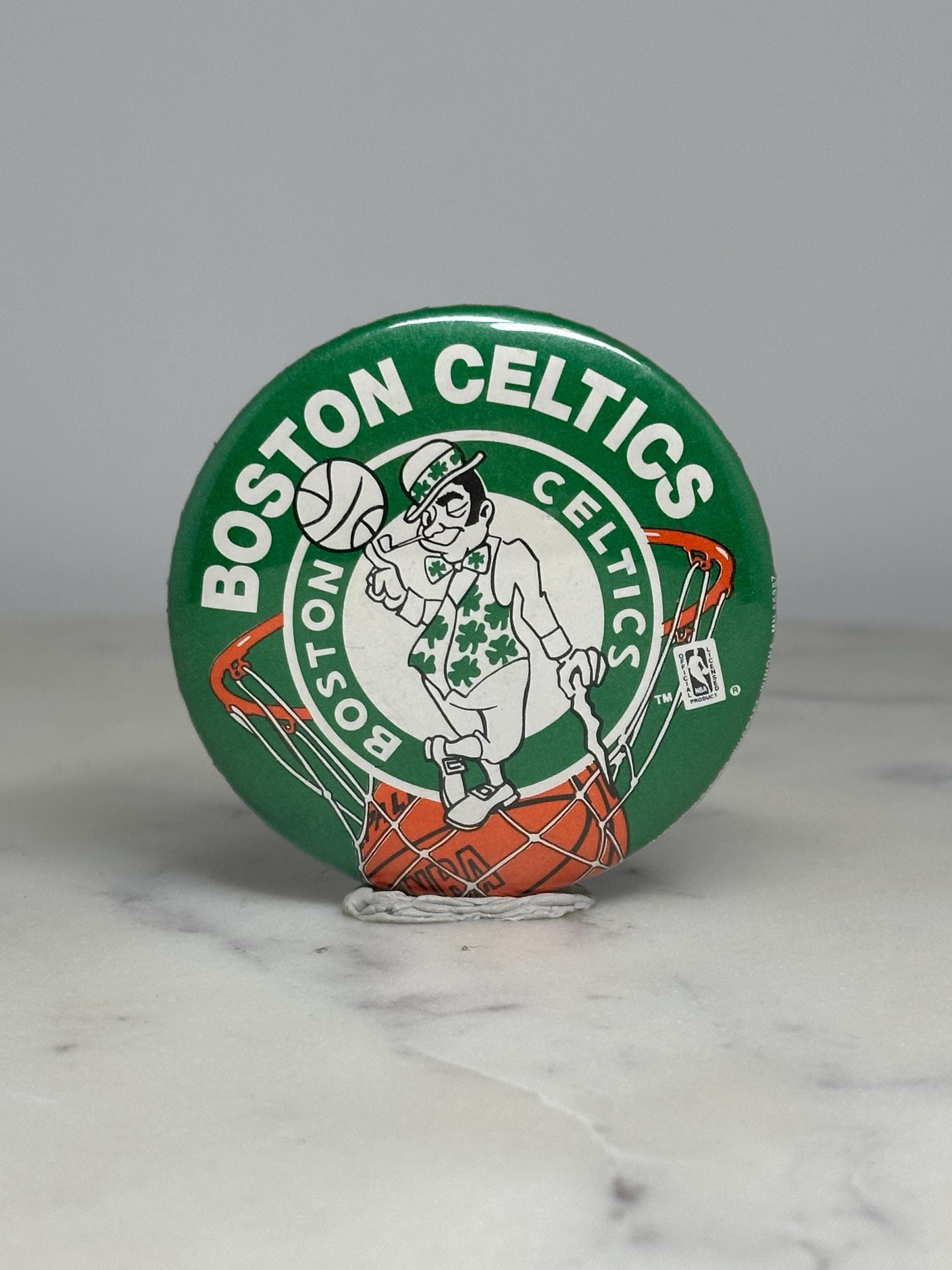 Boston Celtics Basketball Pin: Green & White Finish - Vintage Sports Accessory