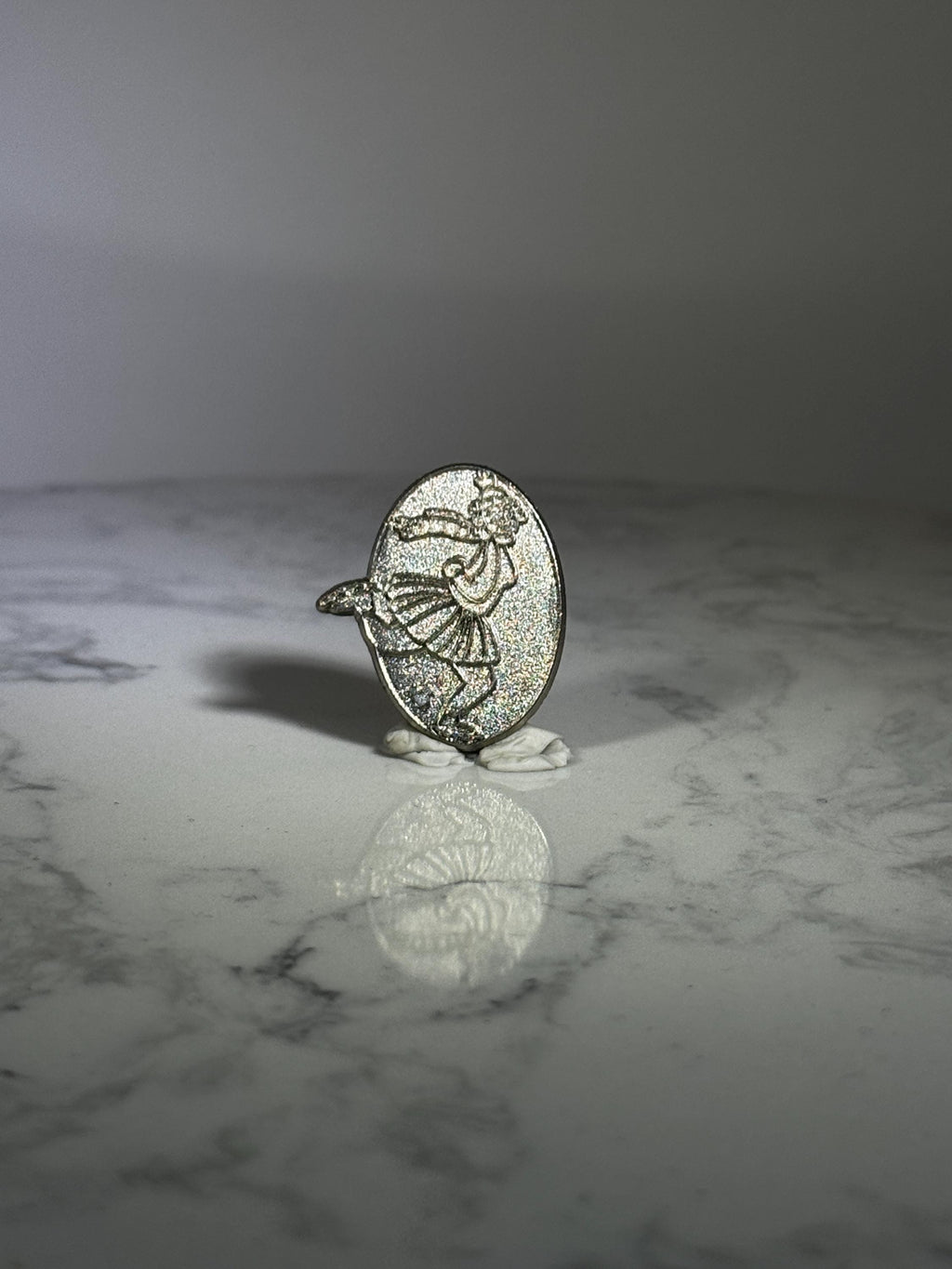 Twirling Ice Skater Glitter Pin: Silver Finish - Vintage-Inspired Accessory