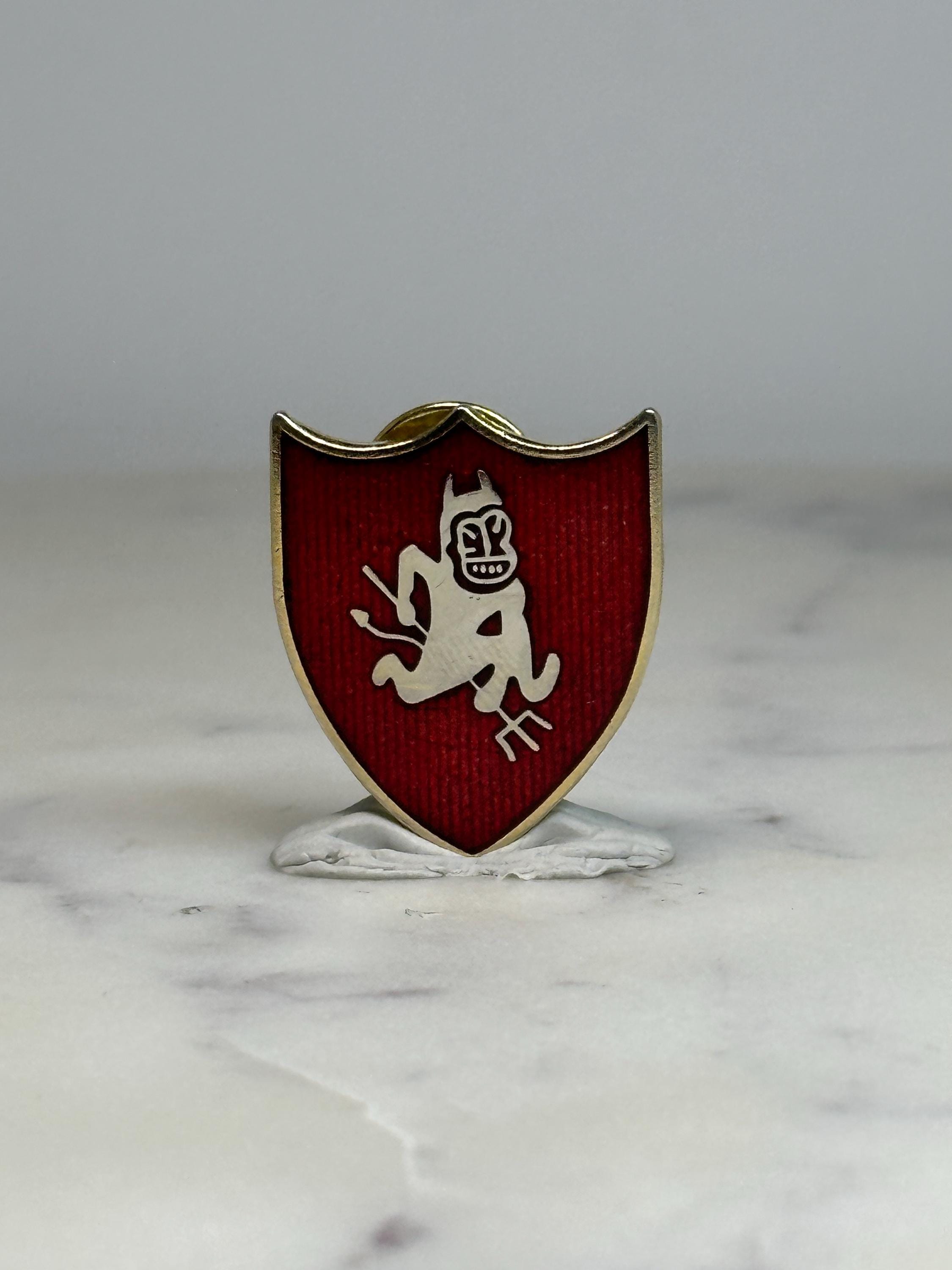 Arizona State University Mascot Shield Pin: Red & Gold Enamel - Vintage College Accessory
