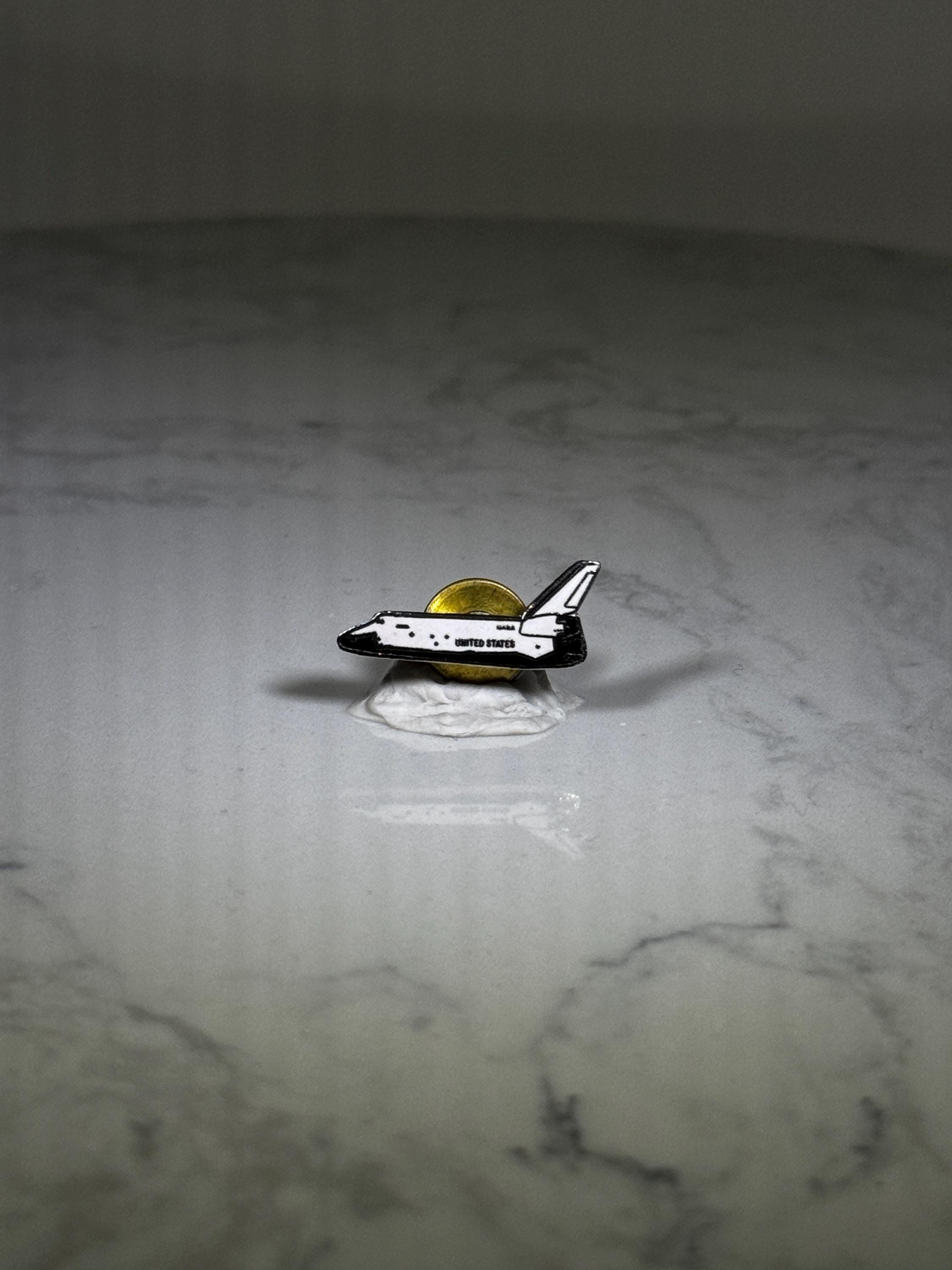 Space Shuttle Enamel Pin: White & Black Finish - NASA Era Accessory
