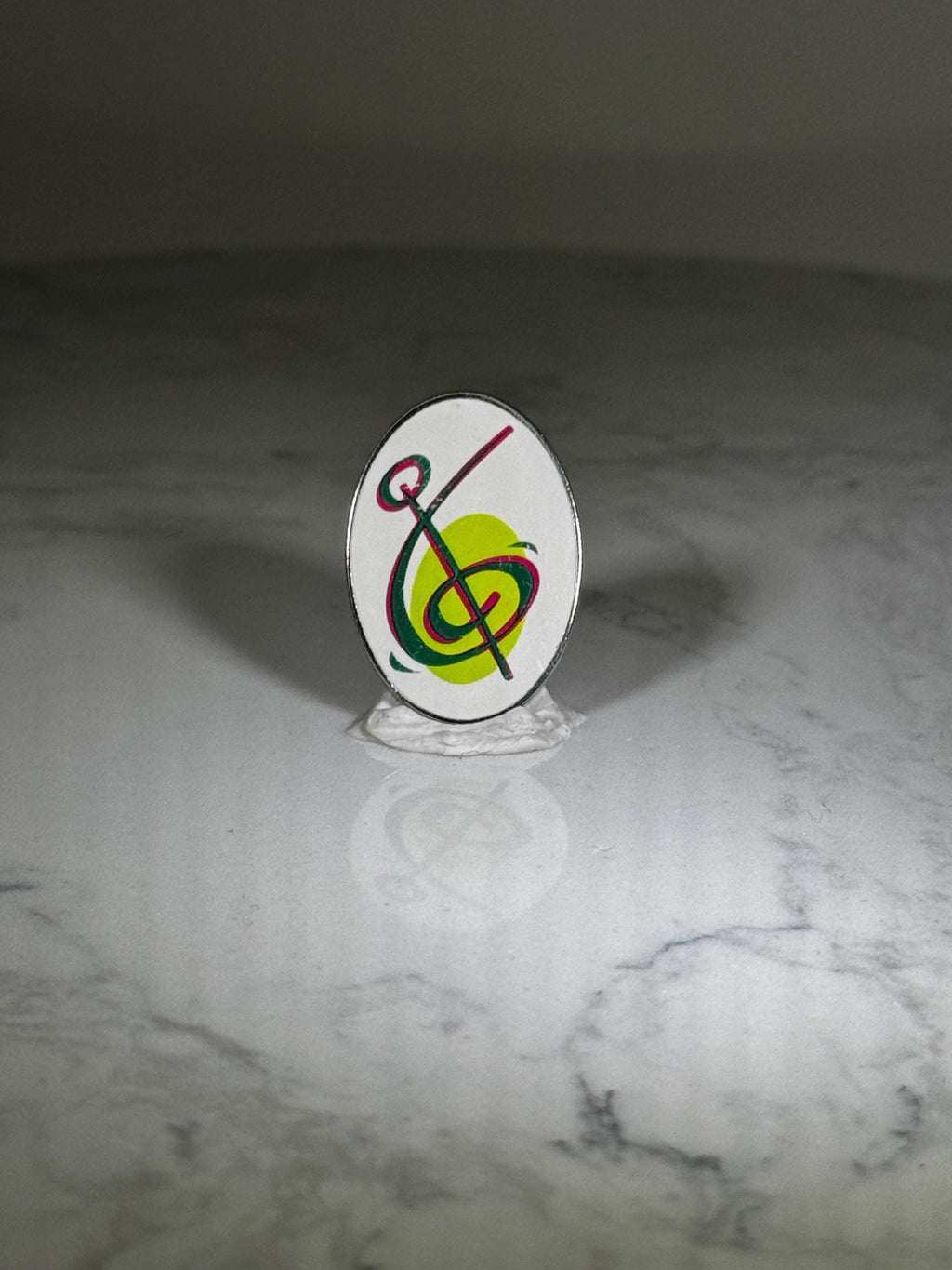 Music Treble Clef Lapel Pin: Neon Colors on White - Retro 90s Accessory