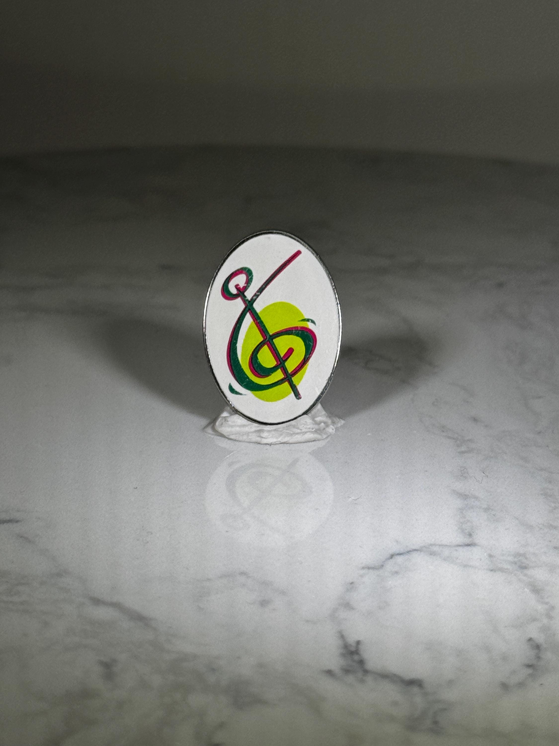 Music Treble Clef Lapel Pin: Neon Colors on White - Retro 90s Accessory
