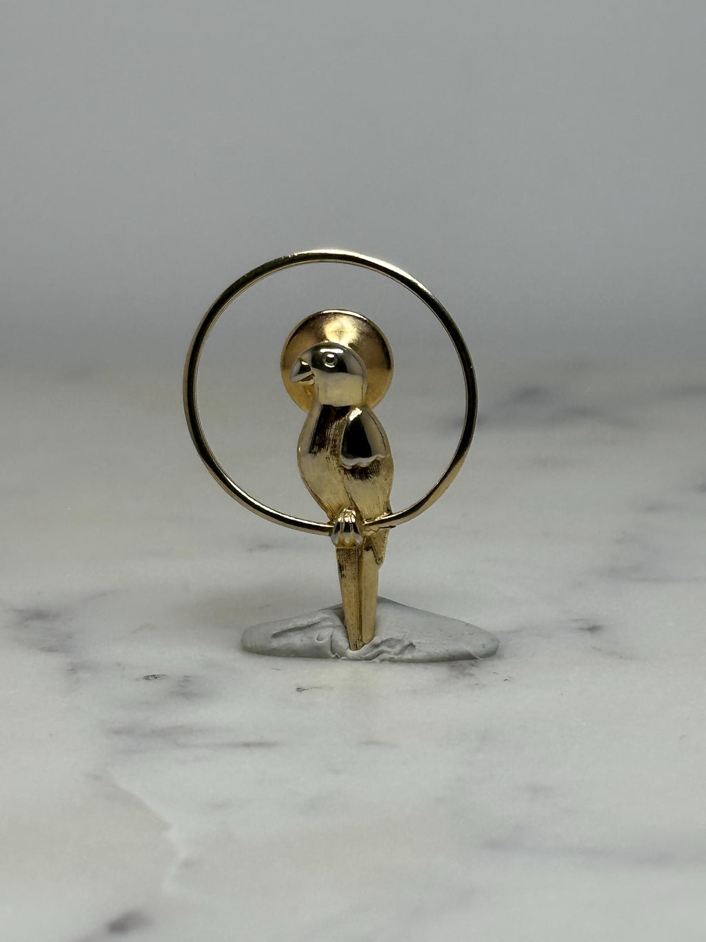 Parrot Bird Lapel Pin: Gold Tone Finish - Mid-Century Modern Accessory