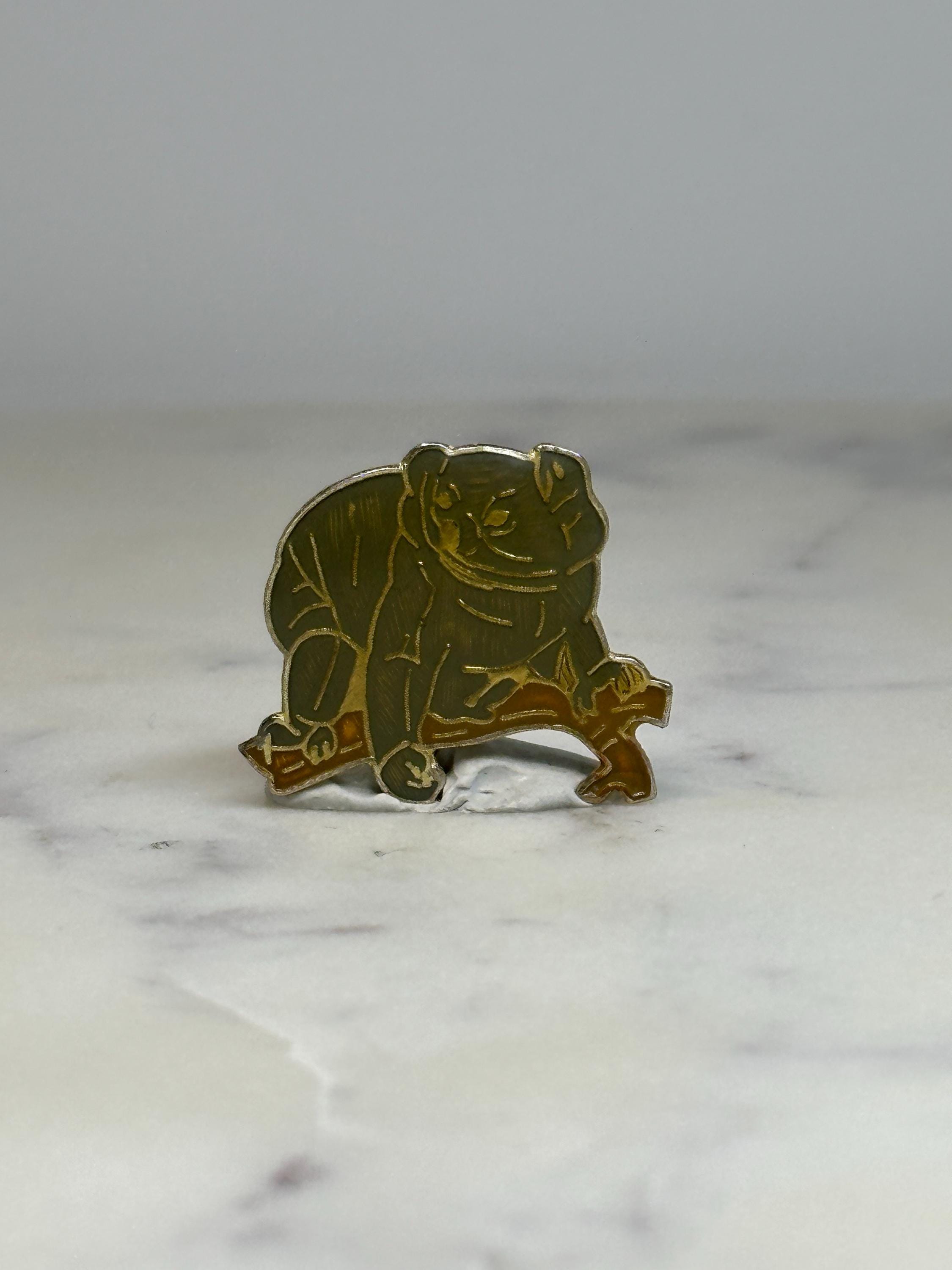 Koala Bear Enamel Pin: Gold Tone - Vintage Style Accessory