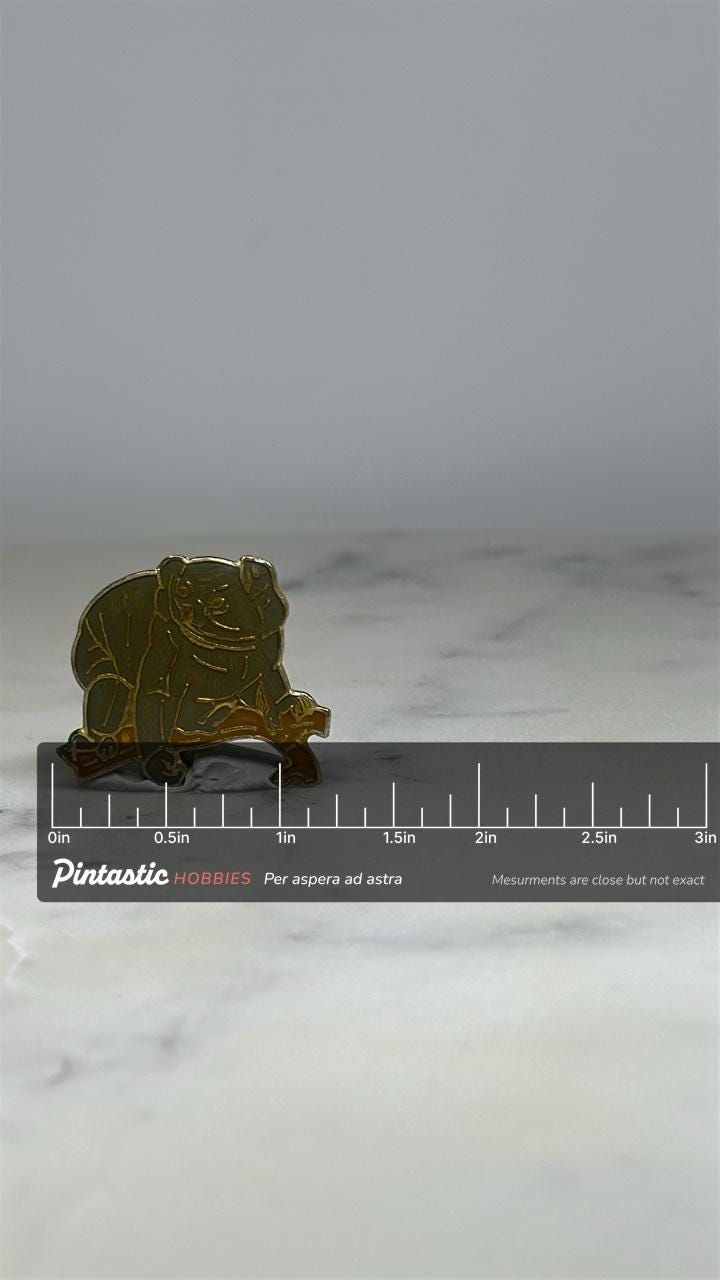 Koala Bear Enamel Pin: Gold Tone - Vintage Style Accessory with ruler overlay for size reference