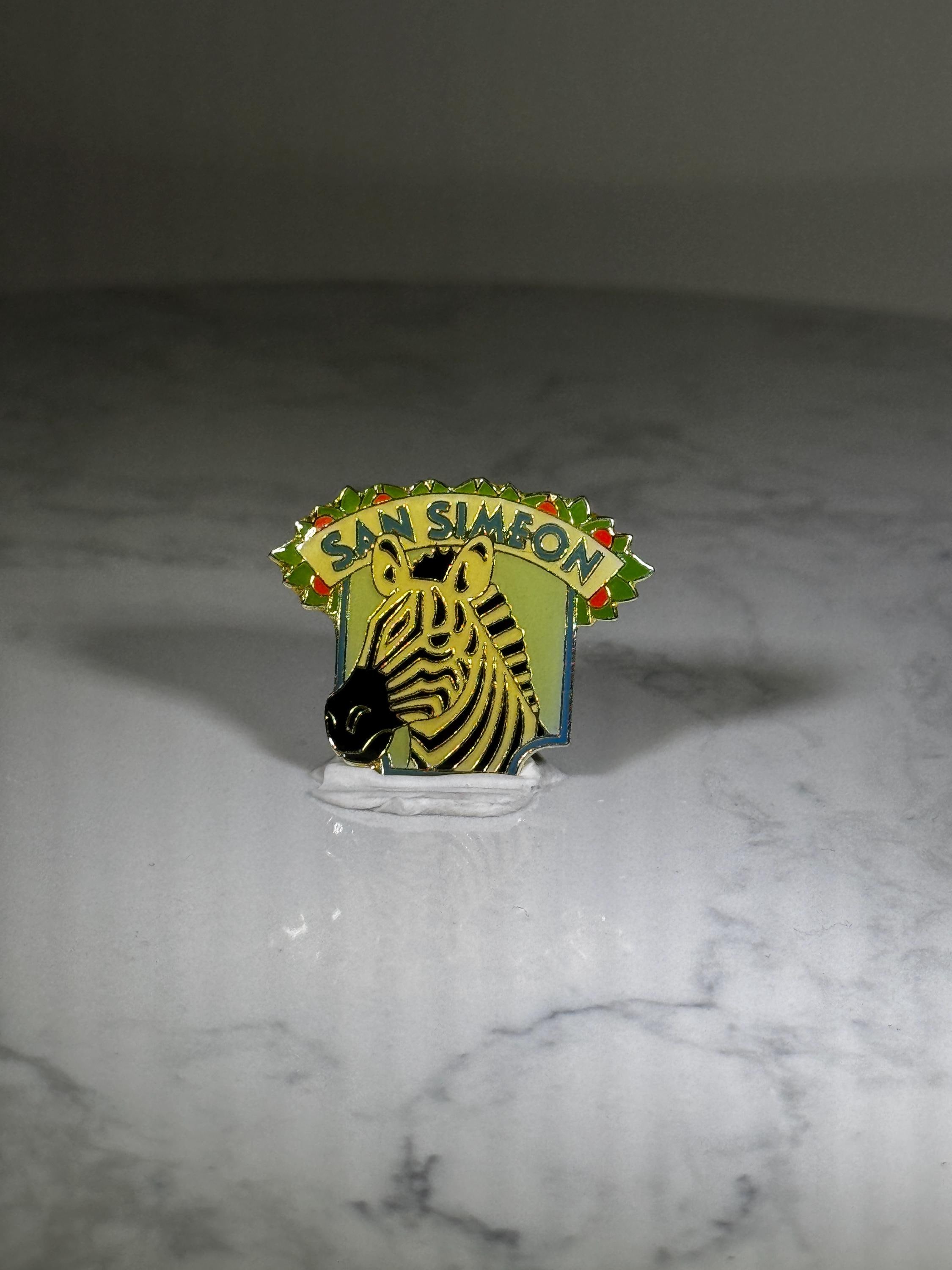 San Simeon Zebra Pin: Enamel Souvenir - Retro Travel Accessory