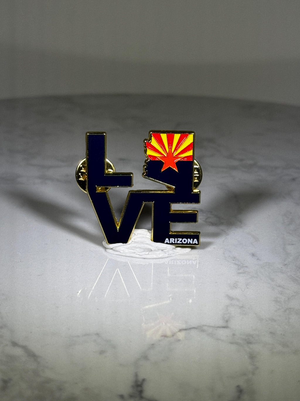 Arizona LOVE State Pin: Navy & Gold Enamel - Southwest Travel Accessory