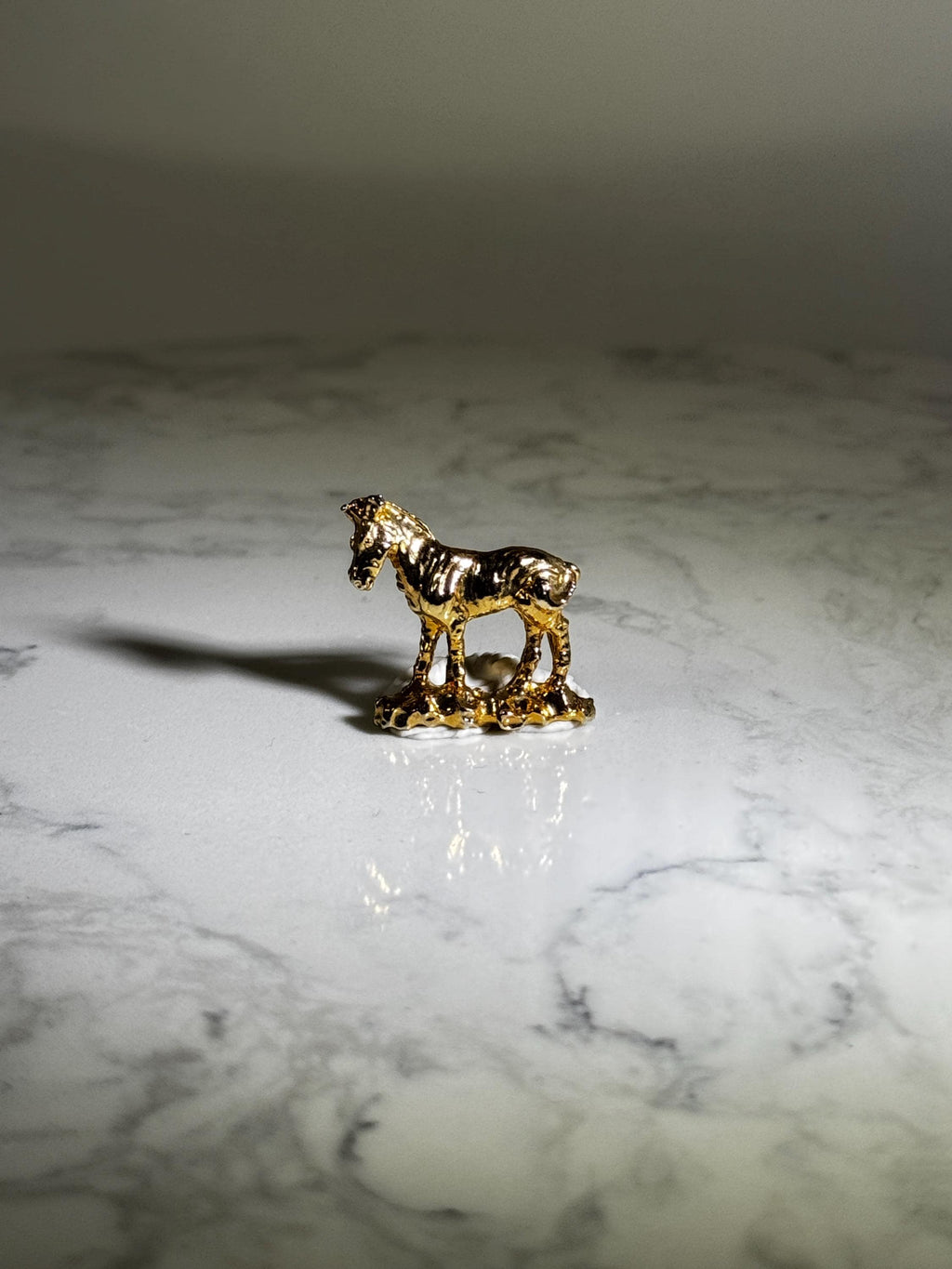 Horse Gold Tone Pin: Detailed Standing Pony - Vintage Animal Accessory