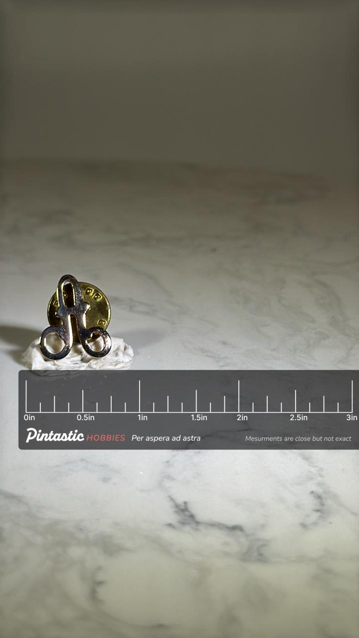 Monogram Lapel Letter A Pin: Gold Tone - Vintage 1950s Letter Pin with ruler overlay for size reference