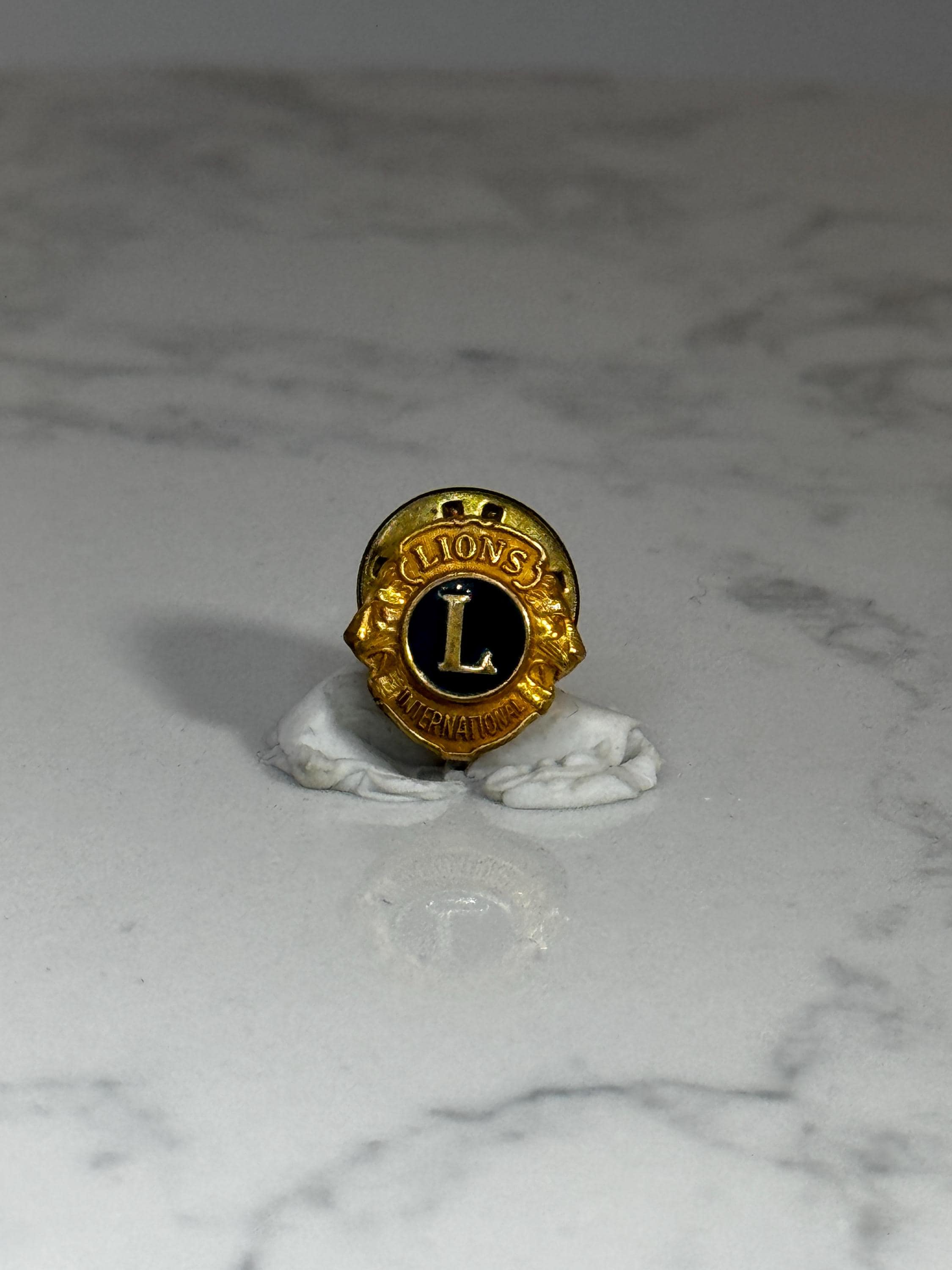 Lions Club International Pin: Gold & Black Enamel Finish - Vintage Organization Accessory