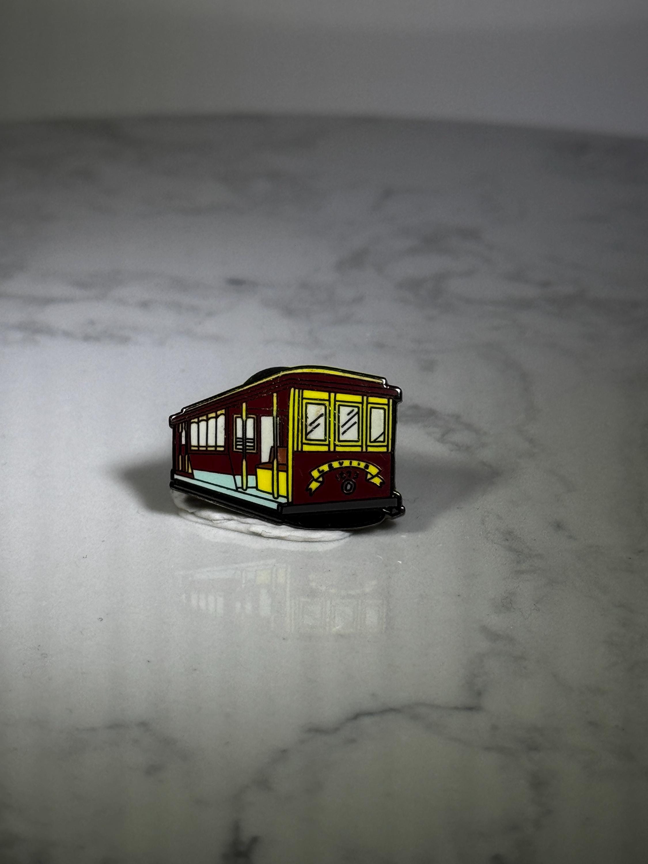 San Francisco Cable Car Pin: Red & Yellow Enamel - Vintage City Souvenir