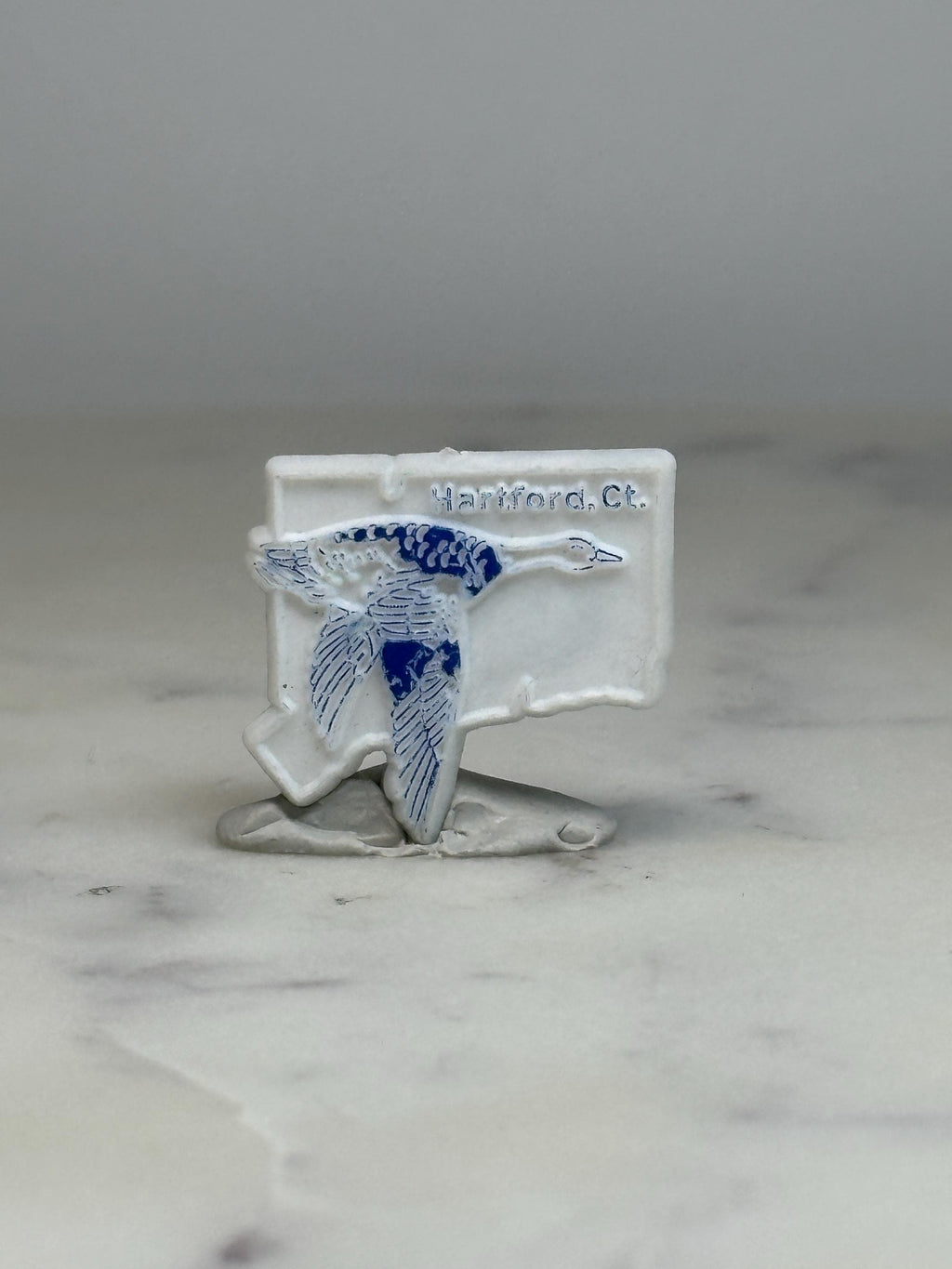 Hartford Connecticut Goose Pin: White & Blue Enamel - Vintage Souvenir Accessory